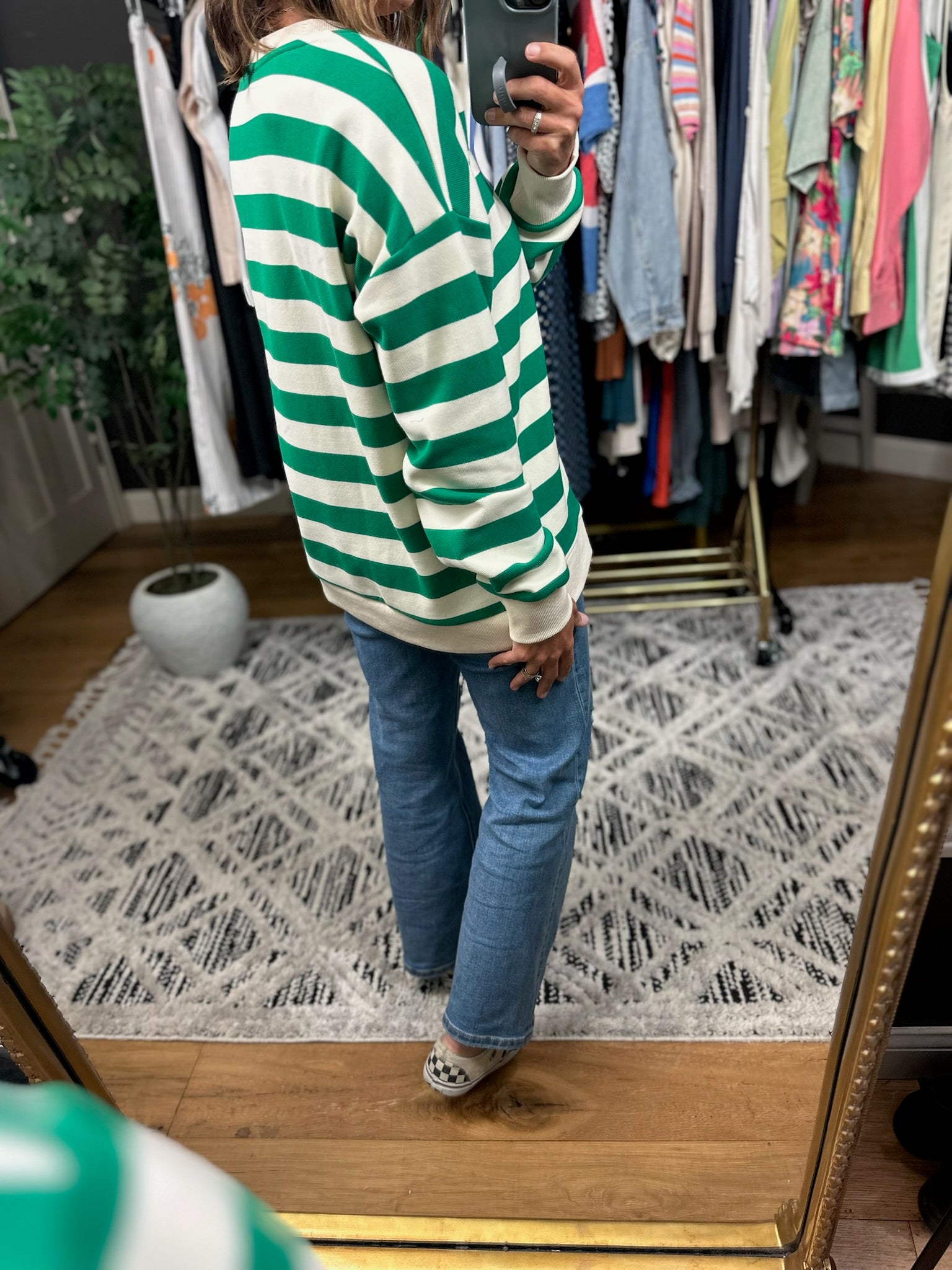 In My Head Striped Crew-Sweaters-Hem & Thread-Anna Kaytes Boutique, Women's Fashion Boutique in Grinnell, Iowa