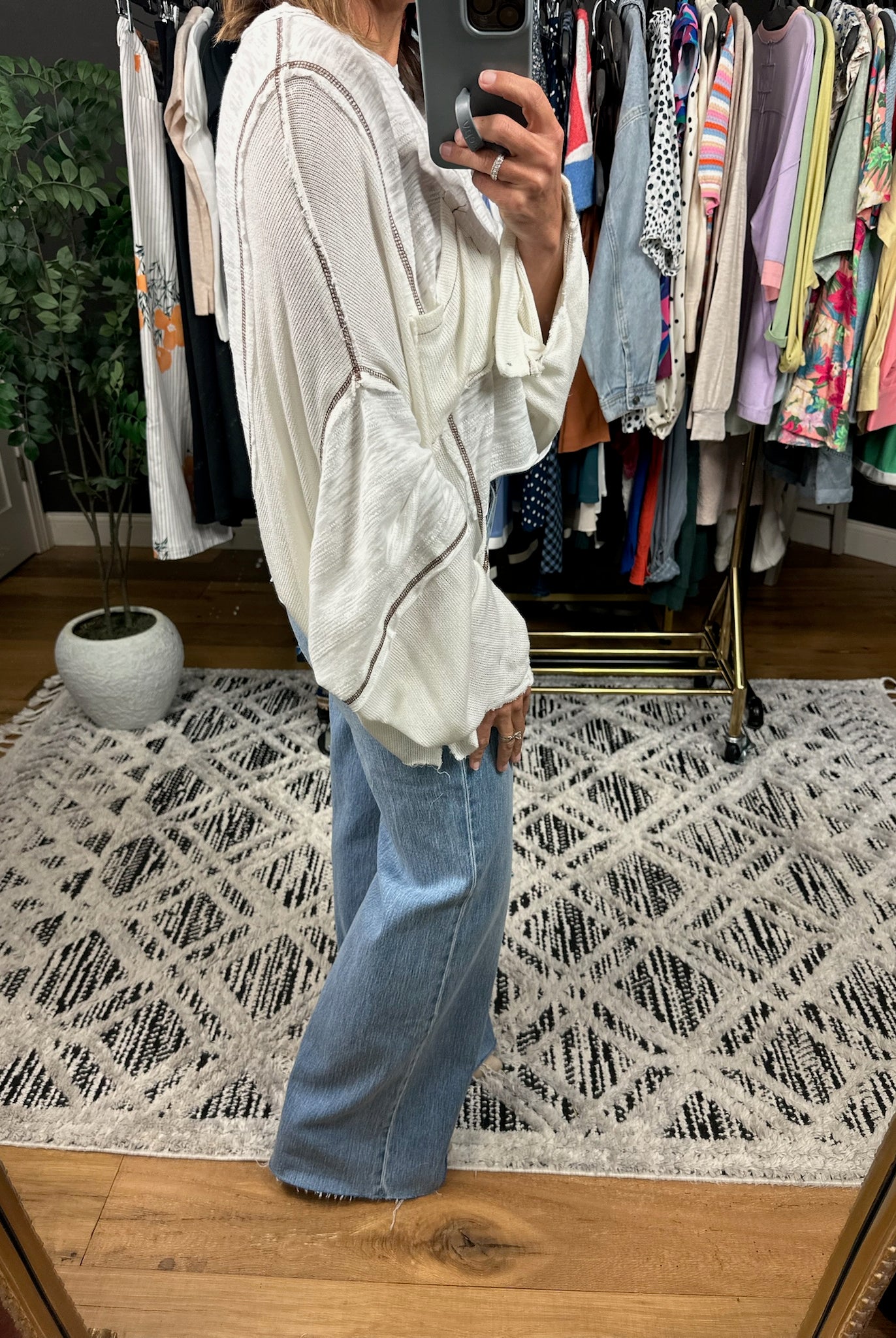 On Cloud Nine Raw Hem Top-Sweaters-POL-Anna Kaytes Boutique, Women's Fashion Boutique in Grinnell, Iowa