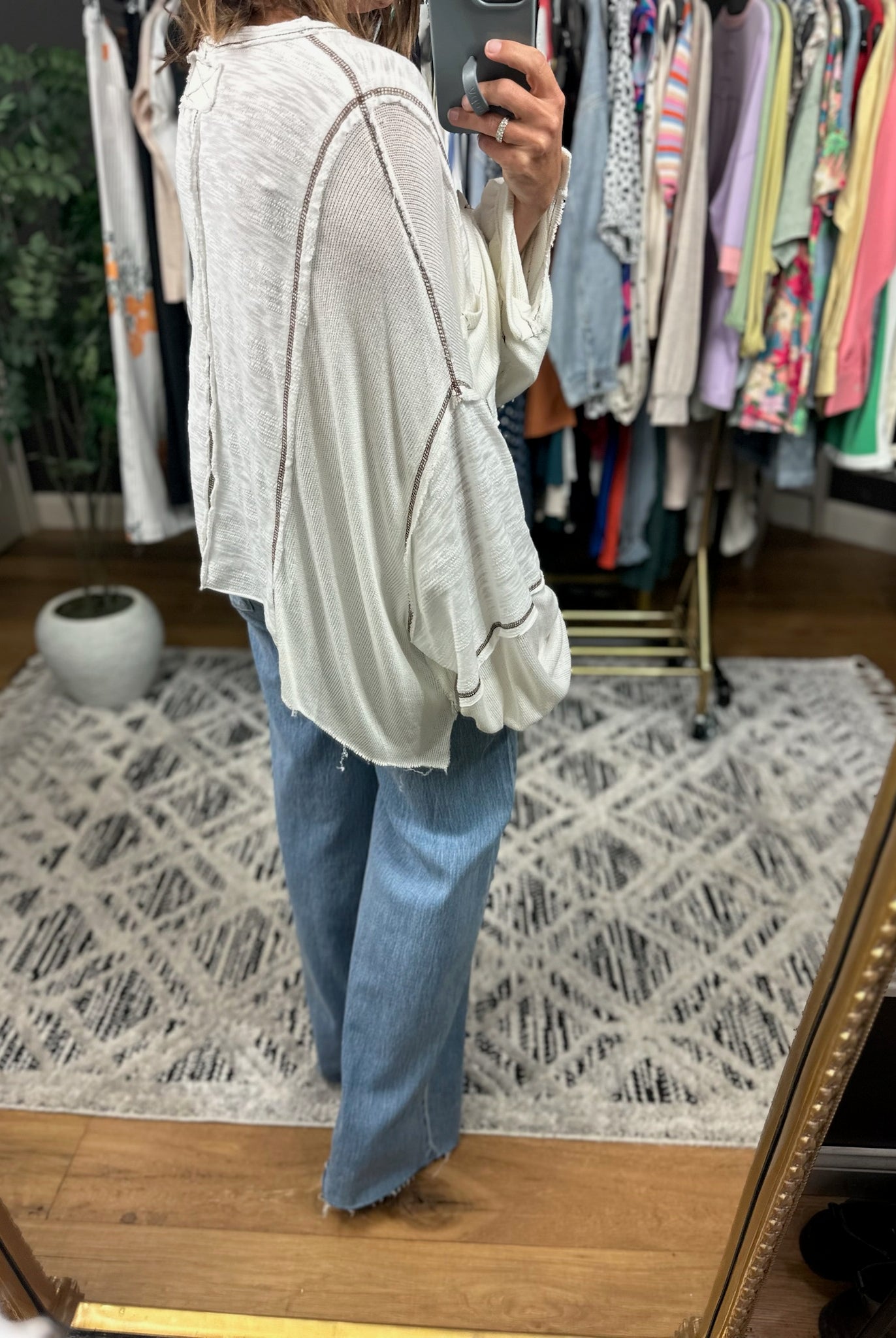 On Cloud Nine Raw Hem Top-Sweaters-POL-Anna Kaytes Boutique, Women's Fashion Boutique in Grinnell, Iowa