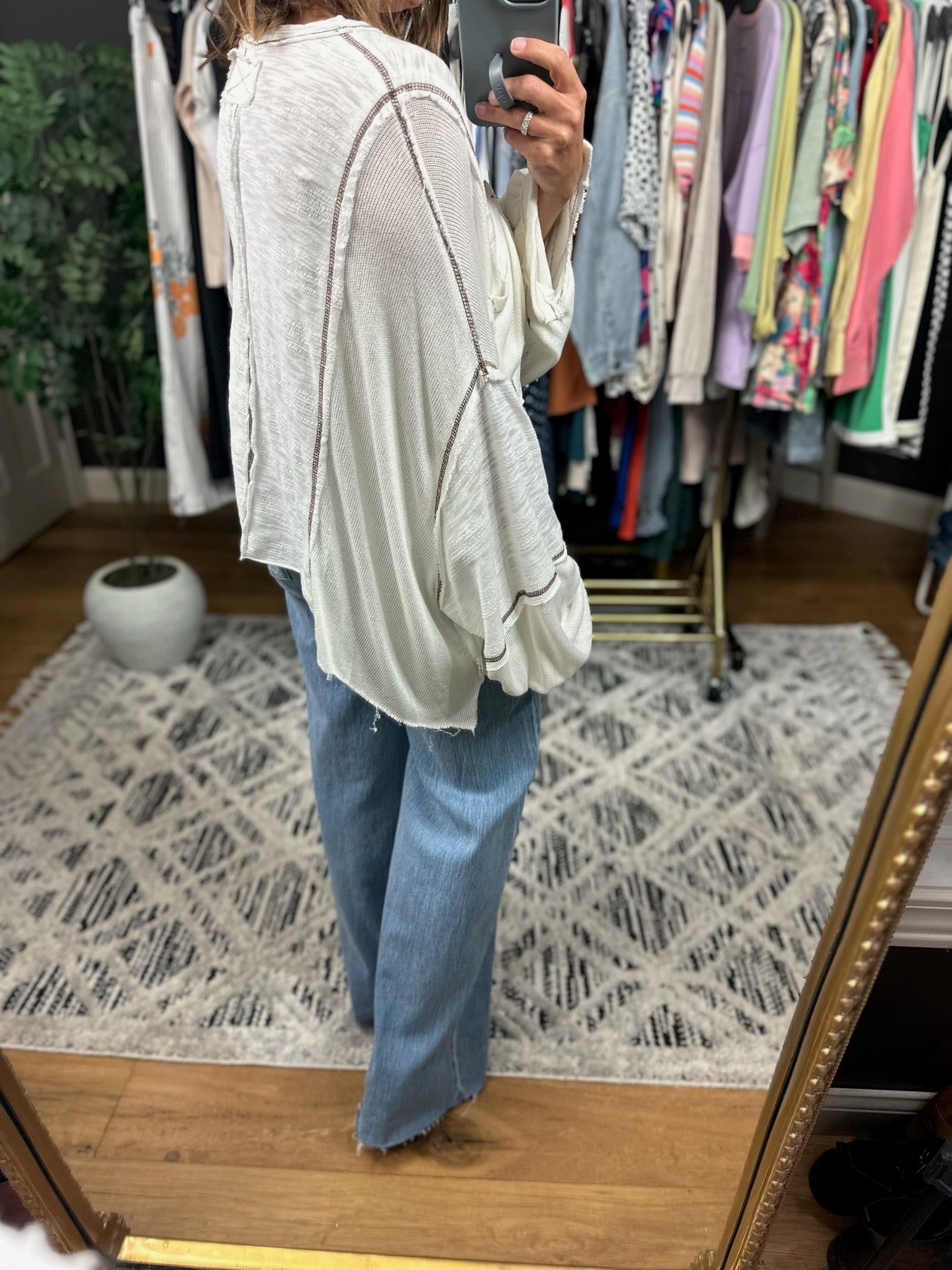 On Cloud Nine Raw Hem Top-Sweaters-POL-Anna Kaytes Boutique, Women's Fashion Boutique in Grinnell, Iowa