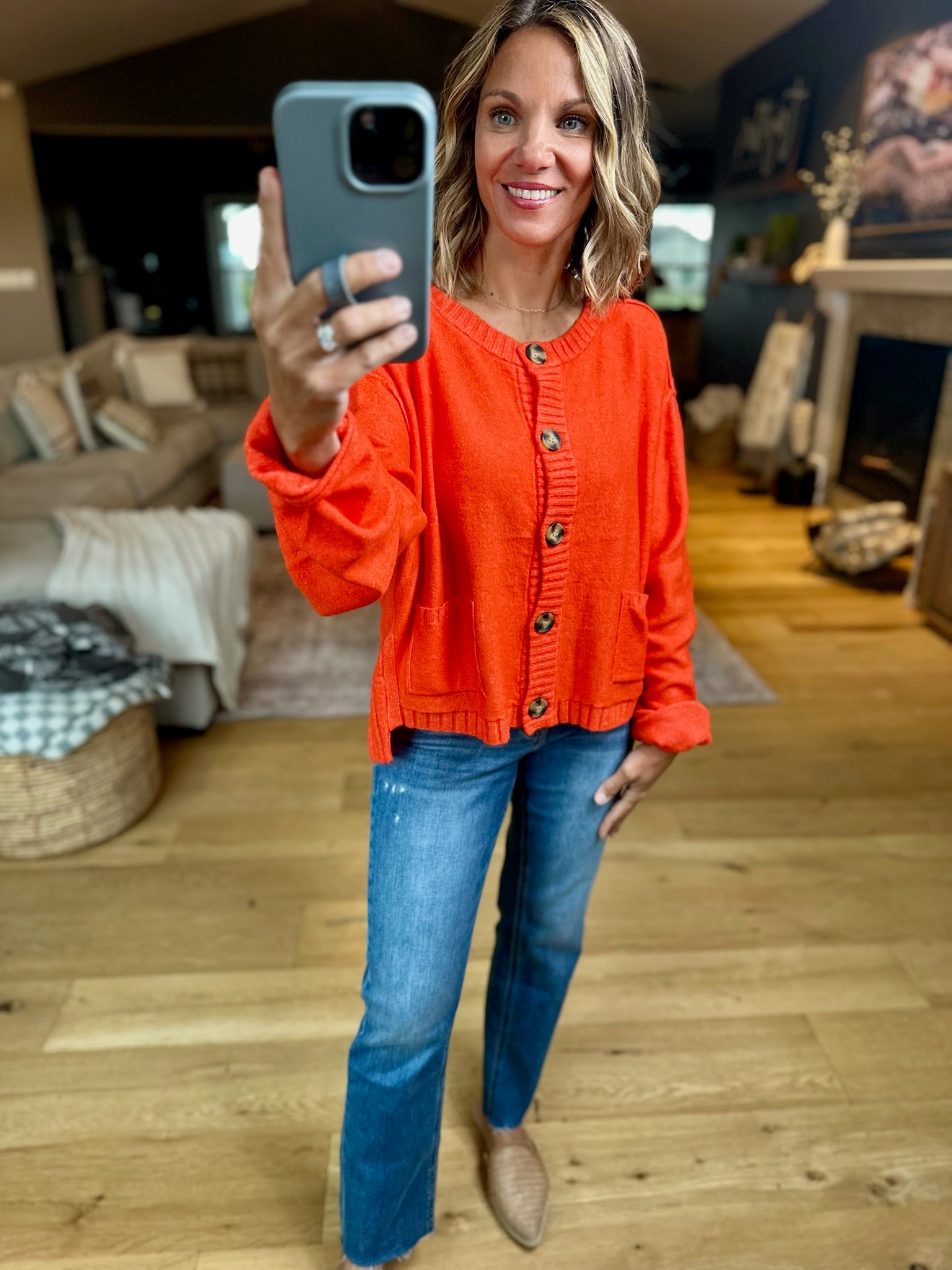 Pumpkin Spice Button-Front Cardigan-By Together-Anna Kaytes Boutique, Women's Fashion Boutique in Grinnell, Iowa