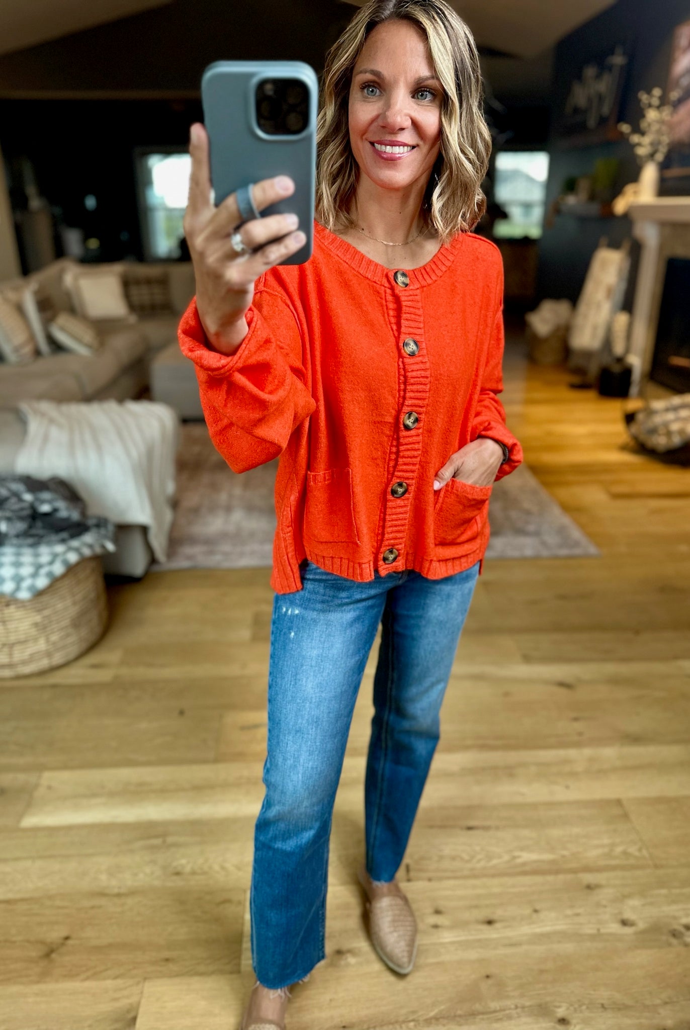 ****Pumpkin Spice Button-Front Cardigan-By Together-Anna Kaytes Boutique, Women's Fashion Boutique in Grinnell, Iowa