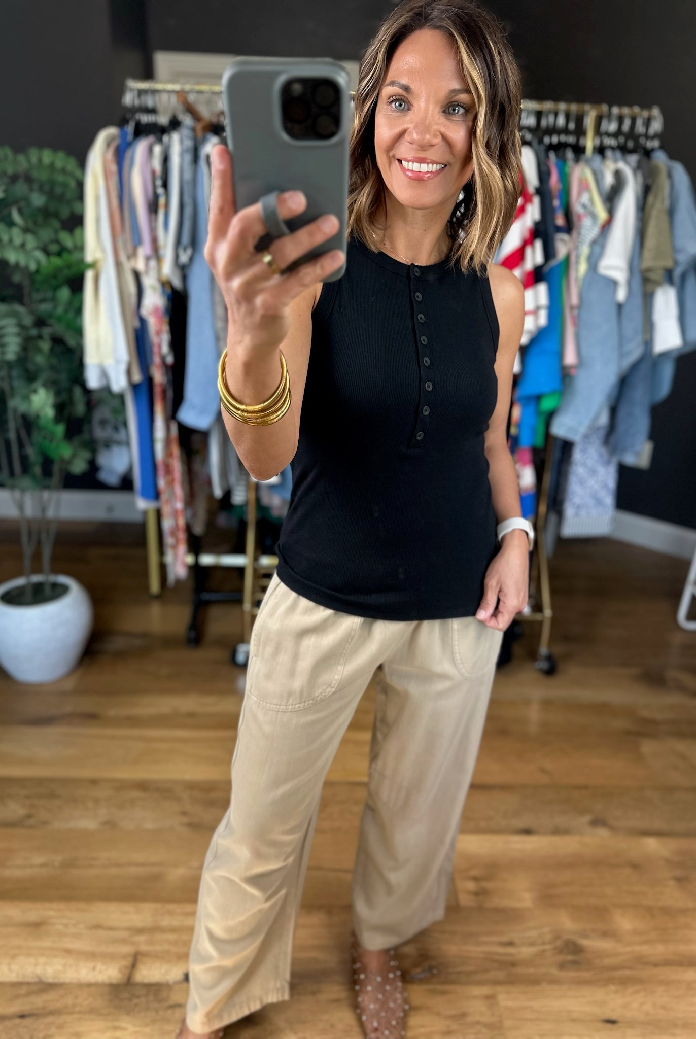 Why Don't We Smock-Waist Crop Pants-Pants-Blu Pepper-Anna Kaytes Boutique, Women's Fashion Boutique in Grinnell, Iowa
