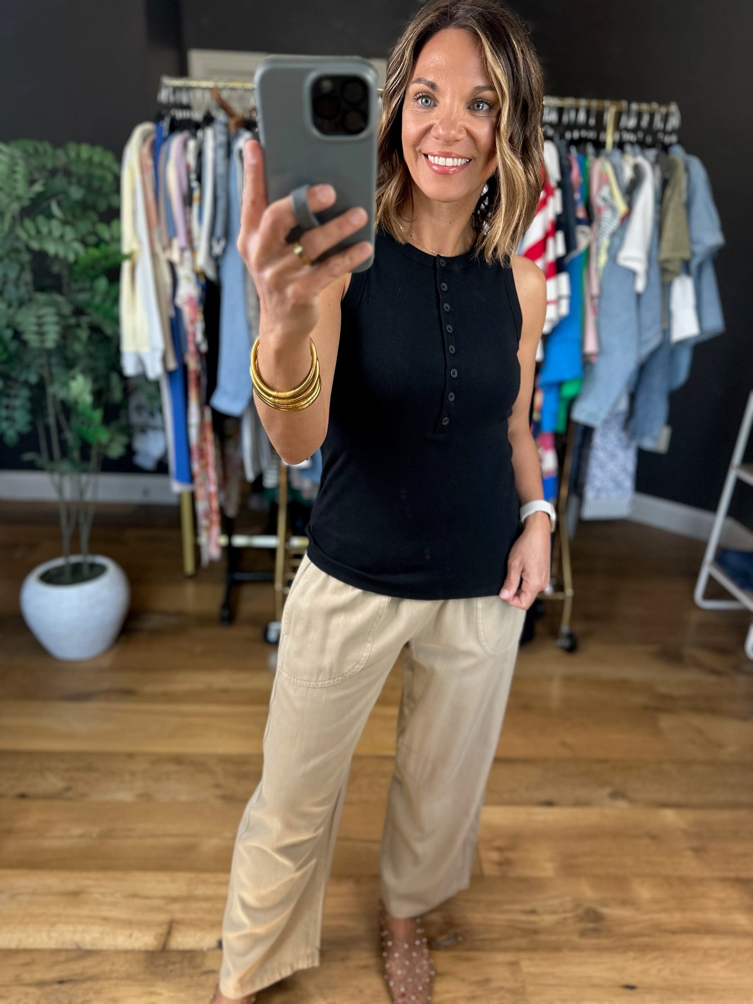 Why Don't We Smock-Waist Crop Pants-Pants-Blu Pepper-Anna Kaytes Boutique, Women's Fashion Boutique in Grinnell, Iowa