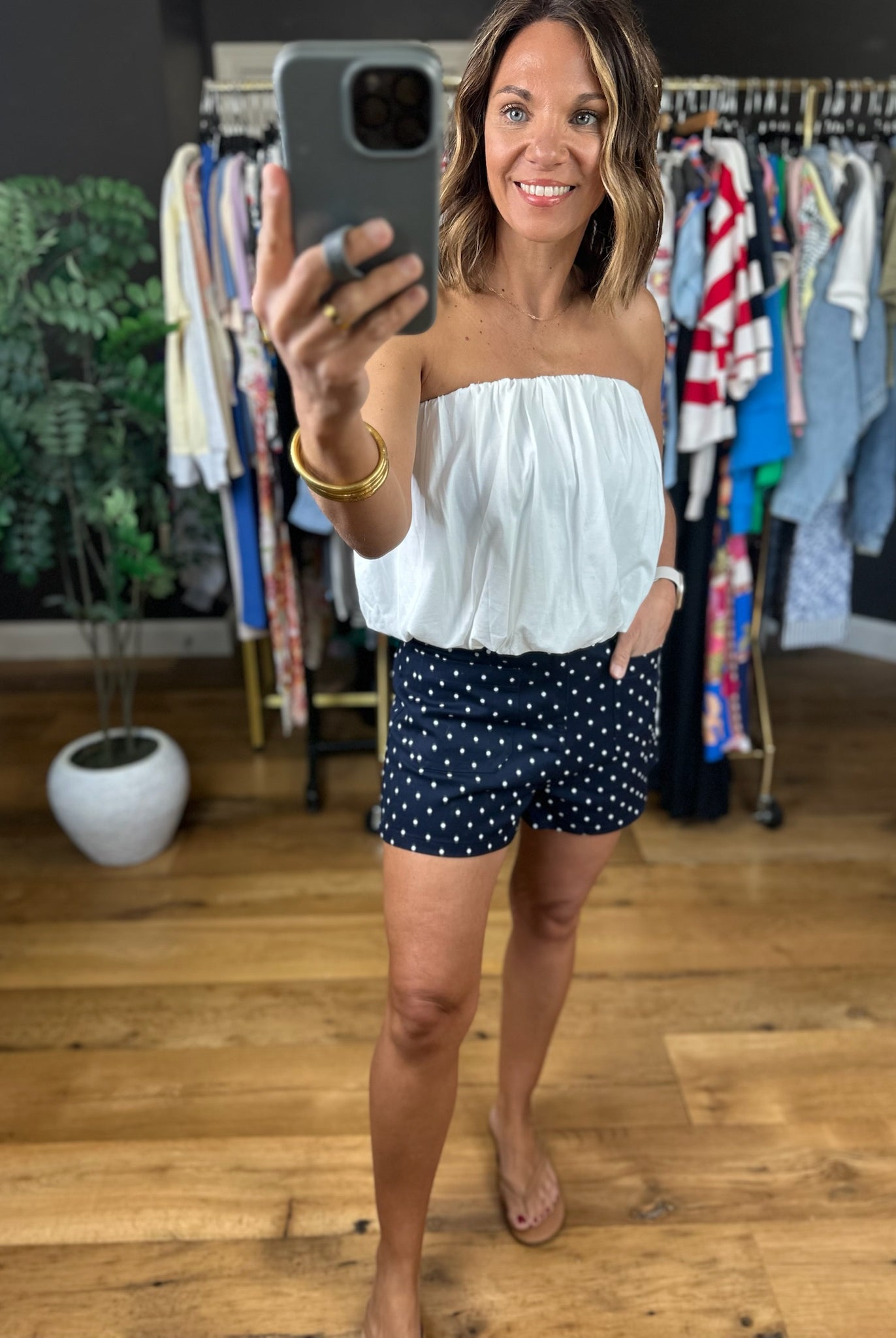 Lady Liberty Polka-Dot Shorts-Shorts-Entro-Anna Kaytes Boutique, Women's Fashion Boutique in Grinnell, Iowa