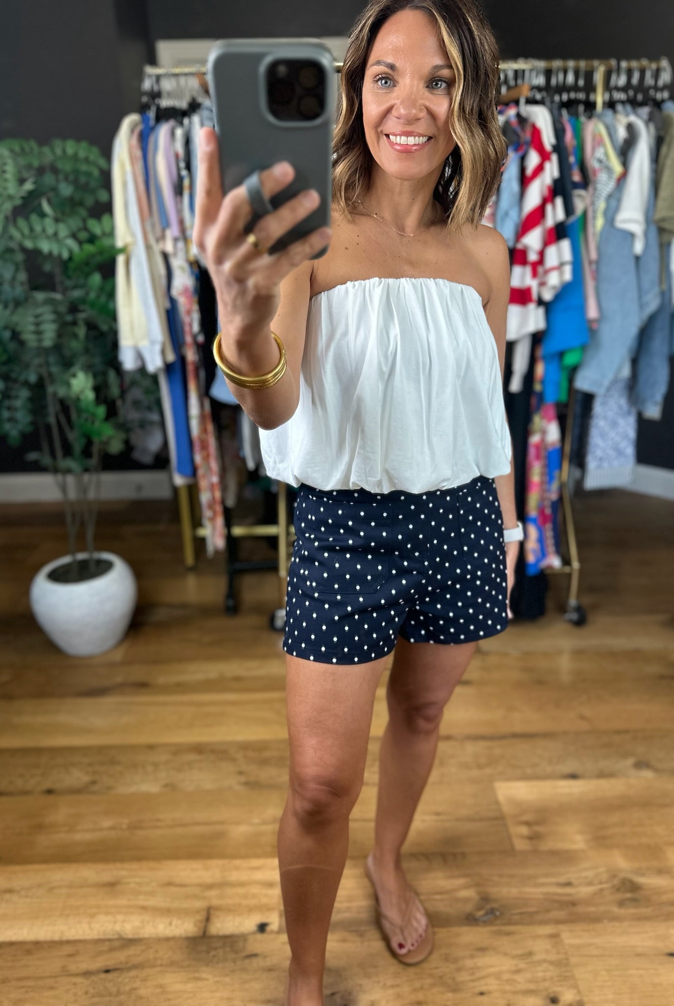 Lady Liberty Polka-Dot Shorts-Shorts-Entro-Anna Kaytes Boutique, Women's Fashion Boutique in Grinnell, Iowa