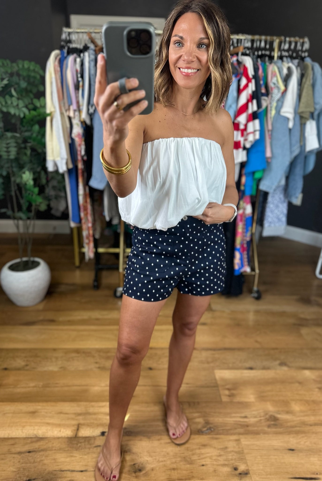 Lady Liberty Polka-Dot Shorts-Shorts-Entro-Anna Kaytes Boutique, Women's Fashion Boutique in Grinnell, Iowa