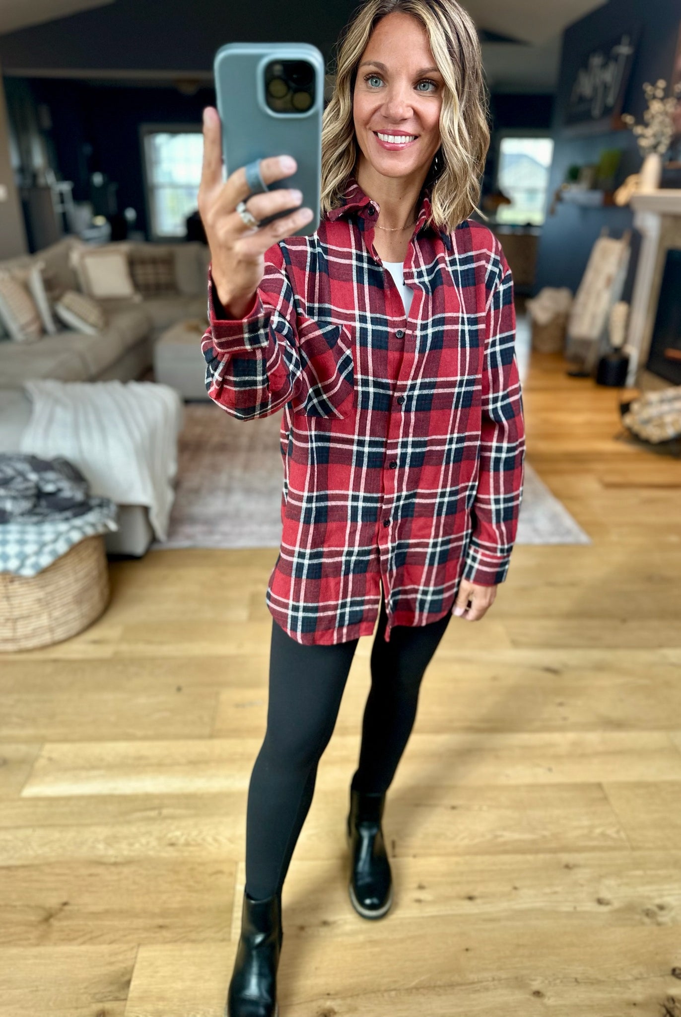 ISU Plaid Flannel Button-Down-Gameday Social-Anna Kaytes Boutique, Women's Fashion Boutique in Grinnell, Iowa