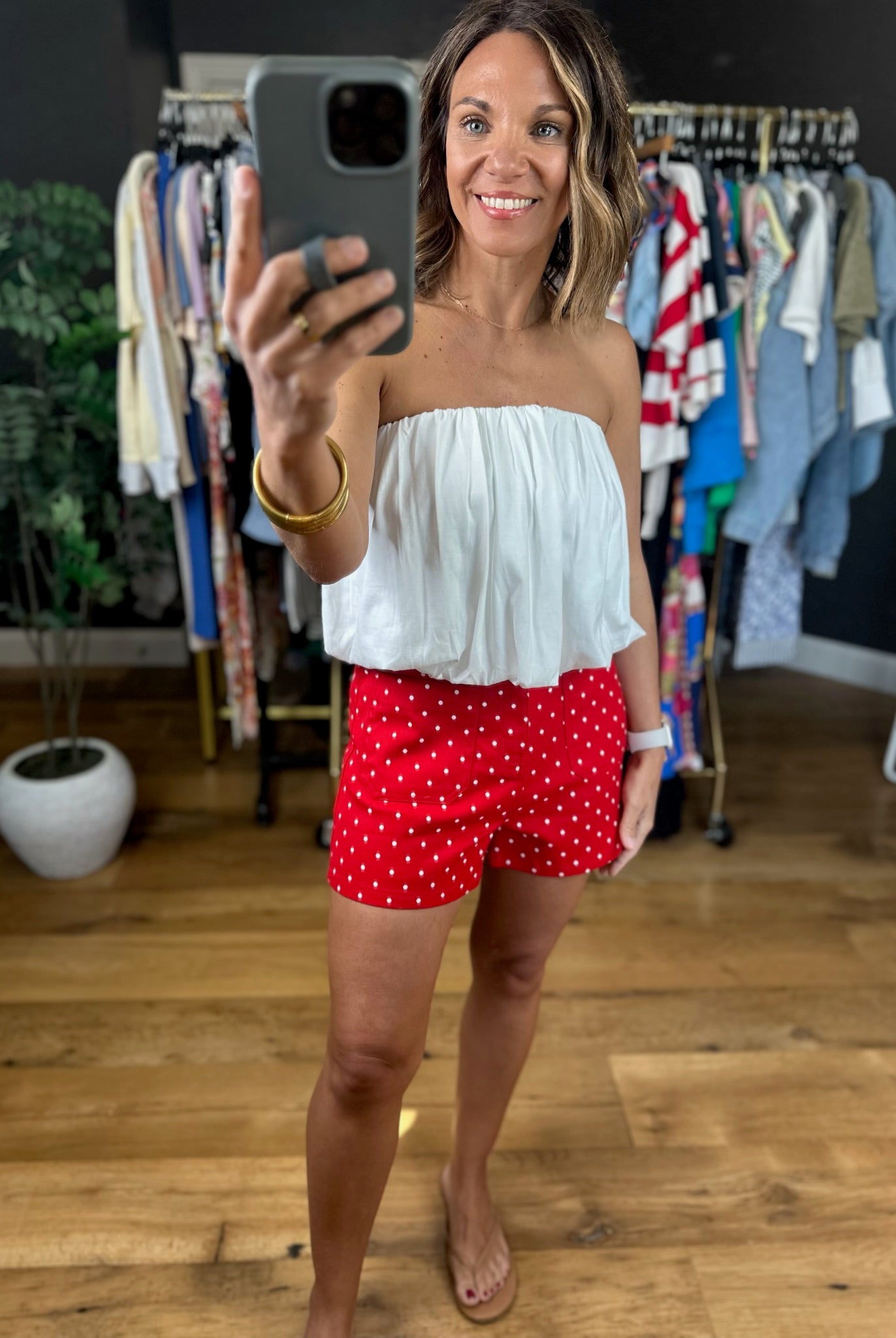 Lady Liberty Polka-Dot Shorts-Shorts-Entro-Anna Kaytes Boutique, Women's Fashion Boutique in Grinnell, Iowa