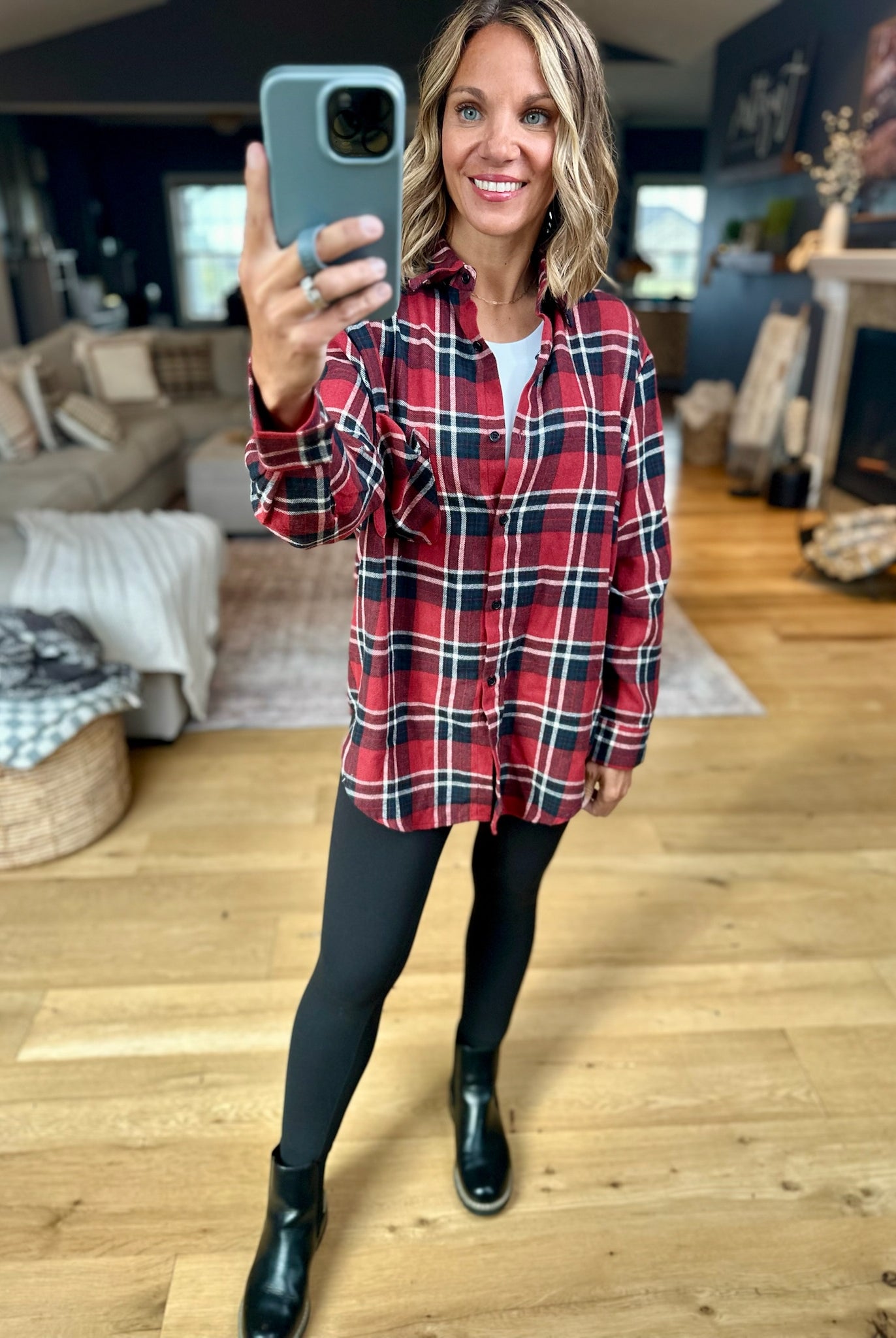 ISU Plaid Flannel Button-Down-Gameday Social-Anna Kaytes Boutique, Women's Fashion Boutique in Grinnell, Iowa