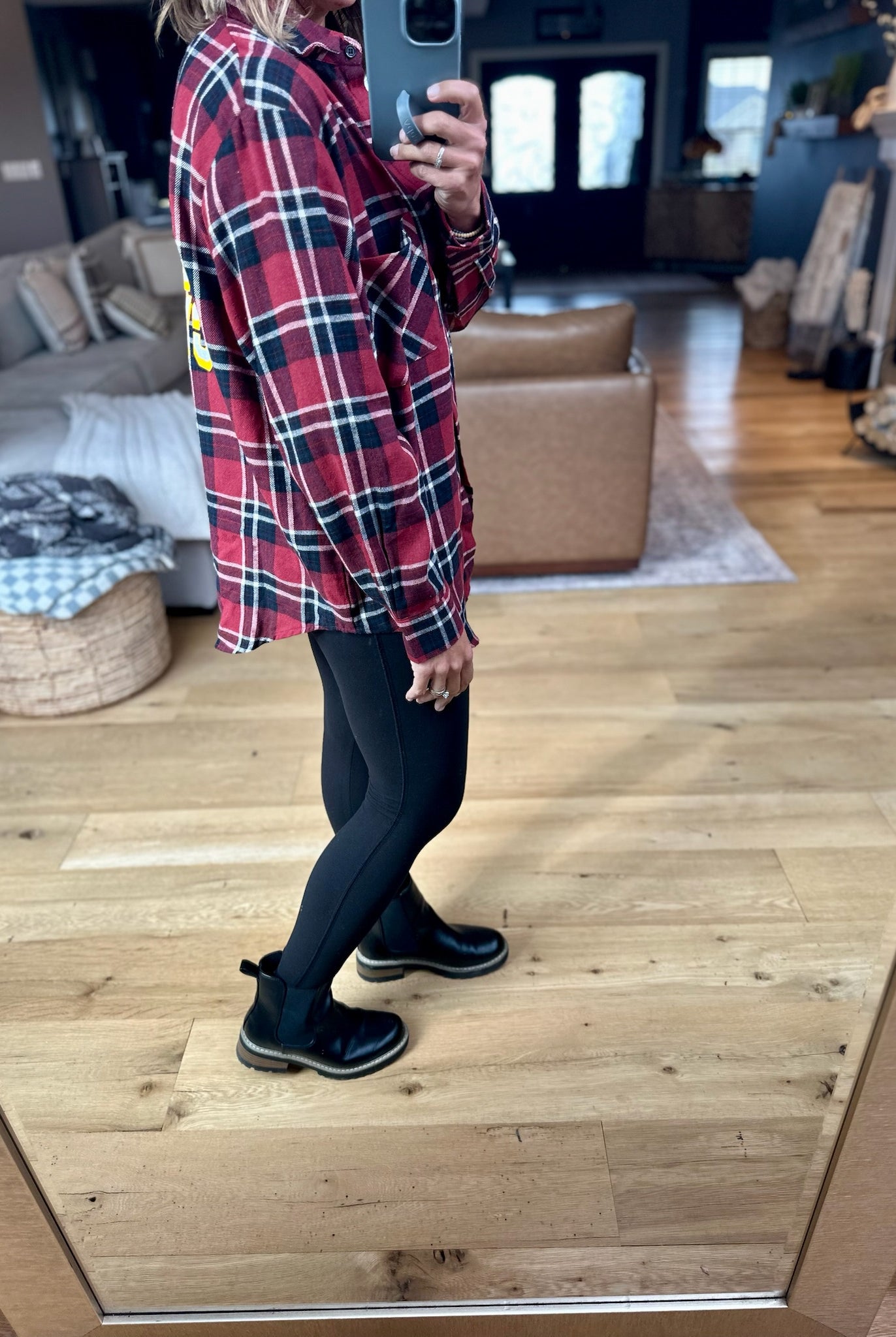 ISU Plaid Flannel Button-Down-Gameday Social-Anna Kaytes Boutique, Women's Fashion Boutique in Grinnell, Iowa