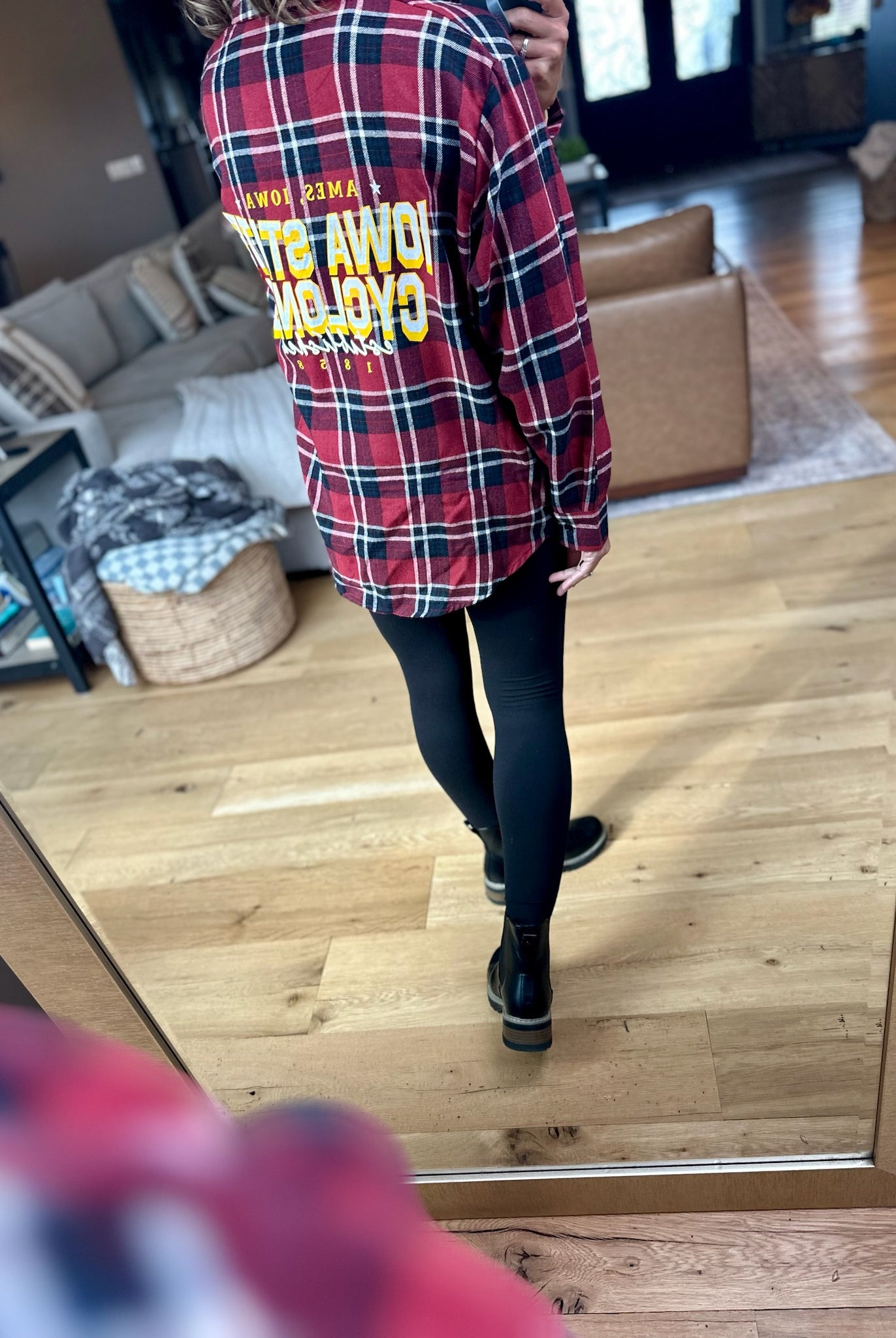 ISU Plaid Flannel Button-Down-Gameday Social-Anna Kaytes Boutique, Women's Fashion Boutique in Grinnell, Iowa