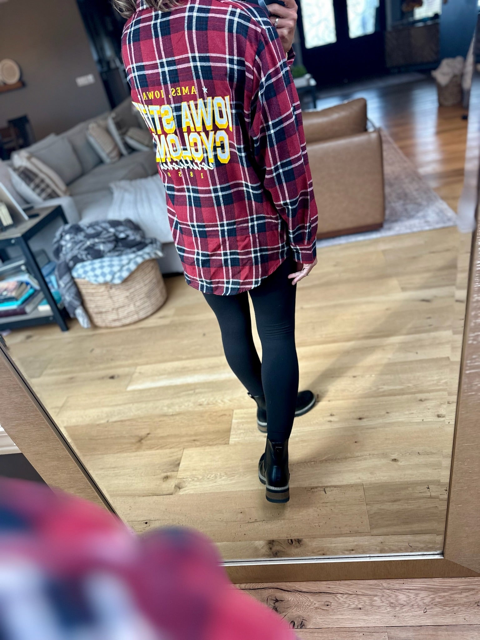 ISU Plaid Flannel Button-Down-Gameday Social-Anna Kaytes Boutique, Women's Fashion Boutique in Grinnell, Iowa