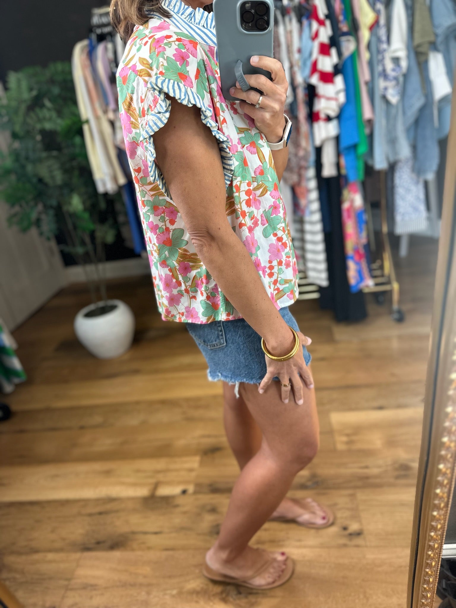 Under Sun Odds Floral Button Top-Short Sleeves-Entro-Anna Kaytes Boutique, Women's Fashion Boutique in Grinnell, Iowa