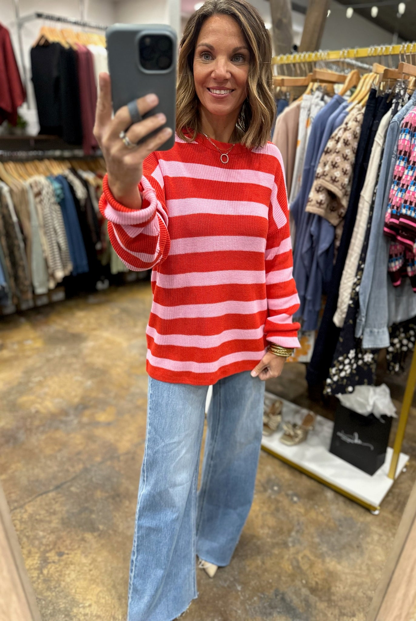 All Mine Moment Striped Knit-Sweaters-Hem & Thread-Anna Kaytes Boutique, Women's Fashion Boutique in Grinnell, Iowa