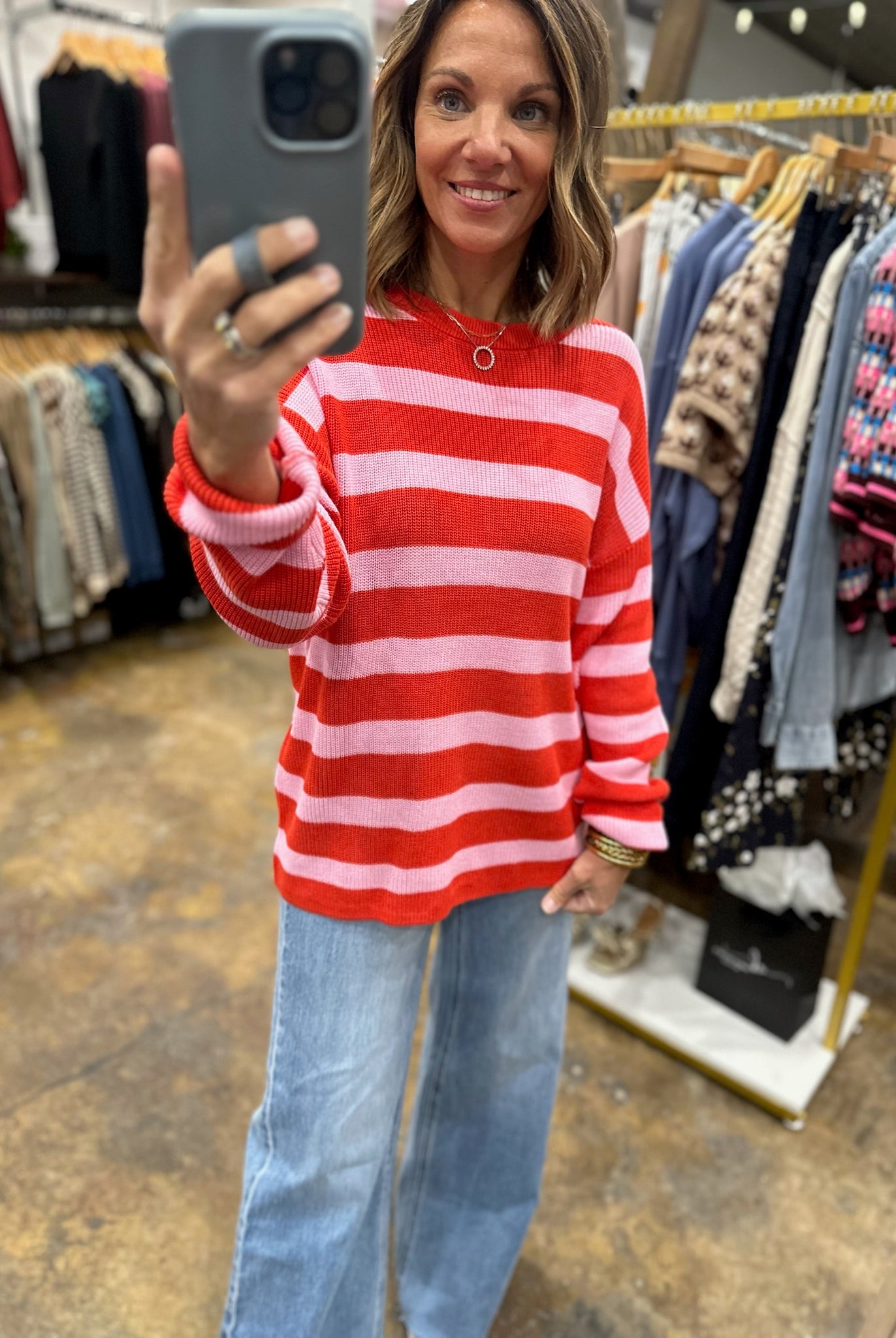 All Mine Moment Striped Knit-Sweaters-Hem & Thread-Anna Kaytes Boutique, Women's Fashion Boutique in Grinnell, Iowa