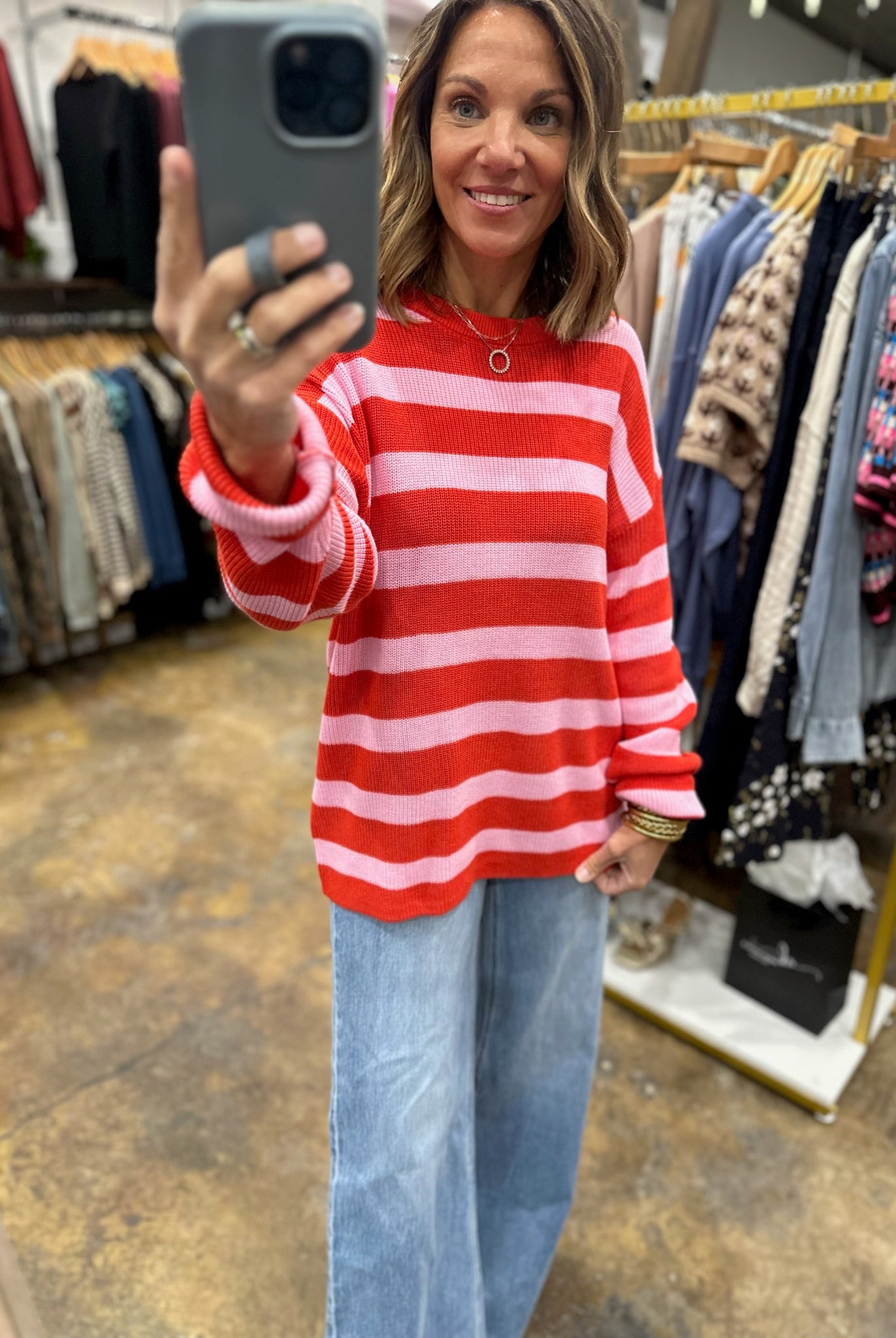 All Mine Moment Striped Knit-Sweaters-Hem & Thread-Anna Kaytes Boutique, Women's Fashion Boutique in Grinnell, Iowa