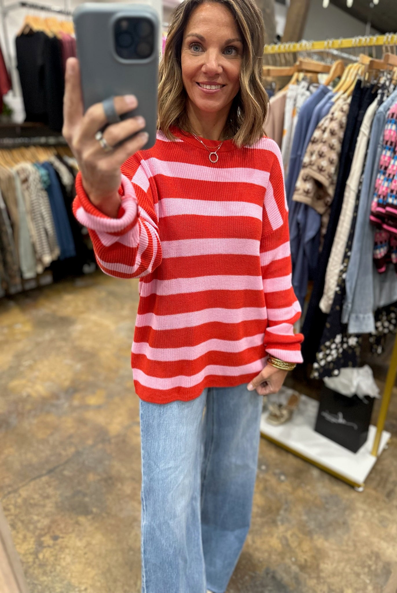 All Mine Moment Striped Knit-Sweaters-Hem & Thread-Anna Kaytes Boutique, Women's Fashion Boutique in Grinnell, Iowa