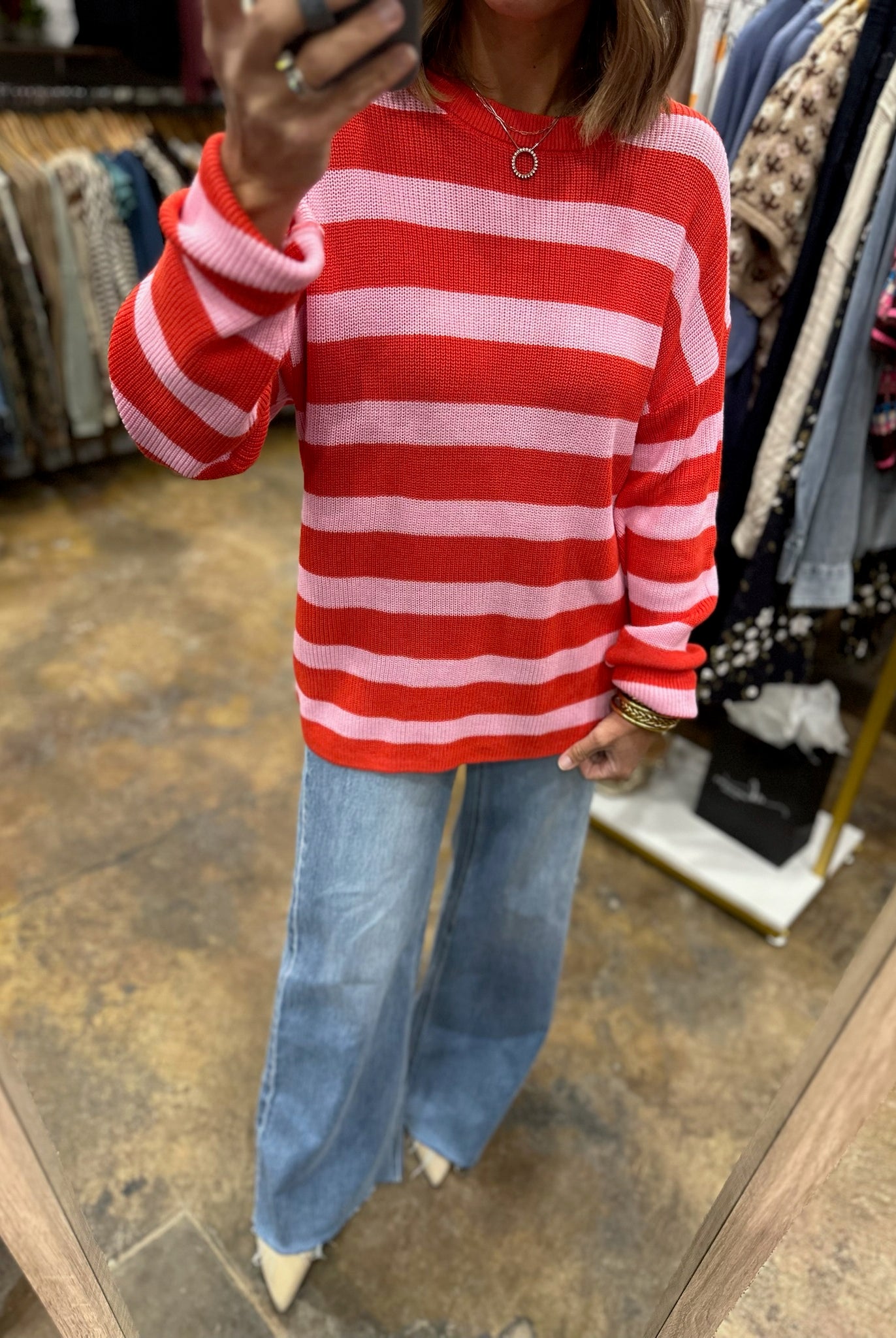 All Mine Moment Striped Knit-Sweaters-Hem & Thread-Anna Kaytes Boutique, Women's Fashion Boutique in Grinnell, Iowa