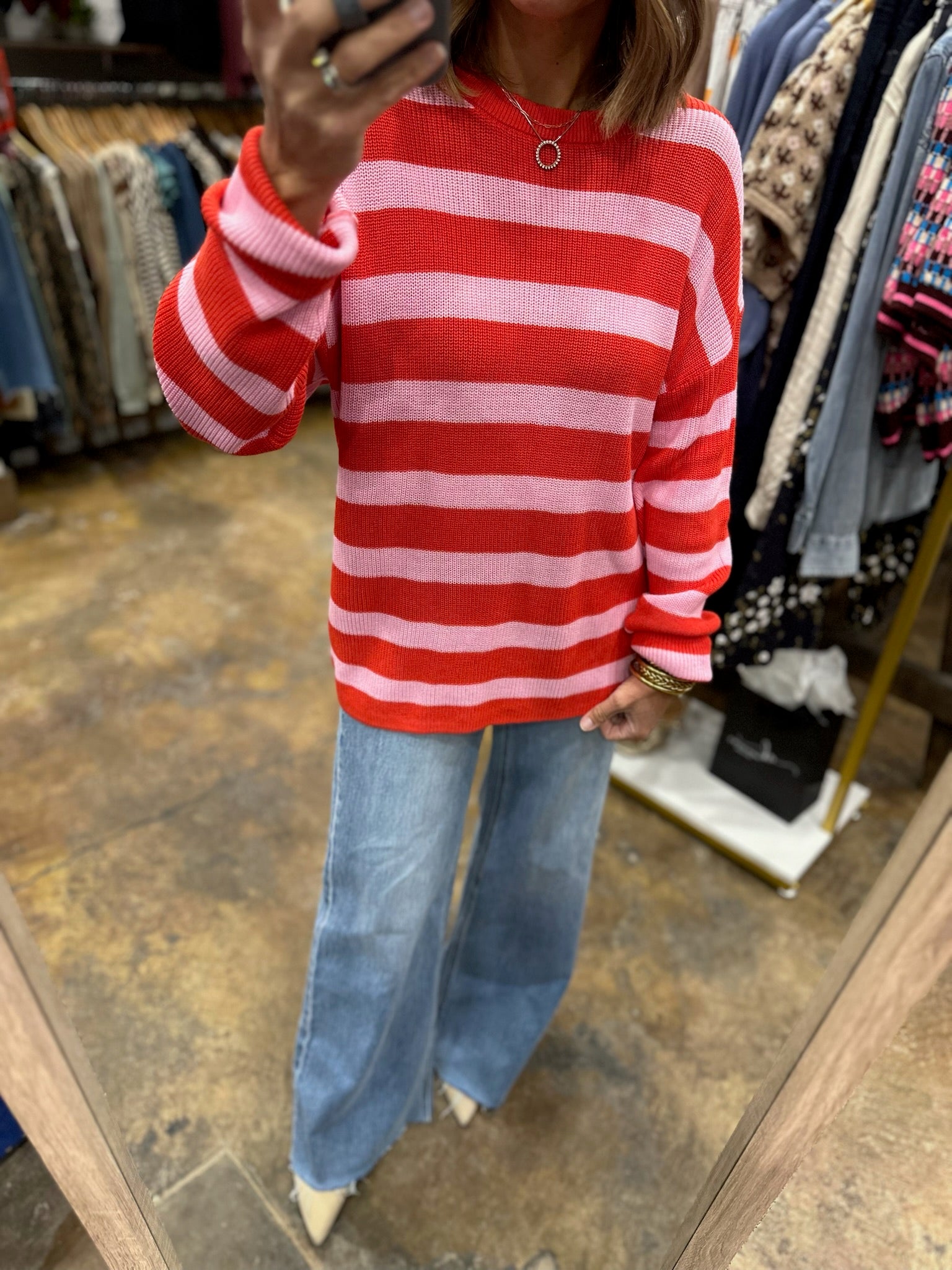 All Mine Moment Striped Knit-Sweaters-Hem & Thread-Anna Kaytes Boutique, Women's Fashion Boutique in Grinnell, Iowa