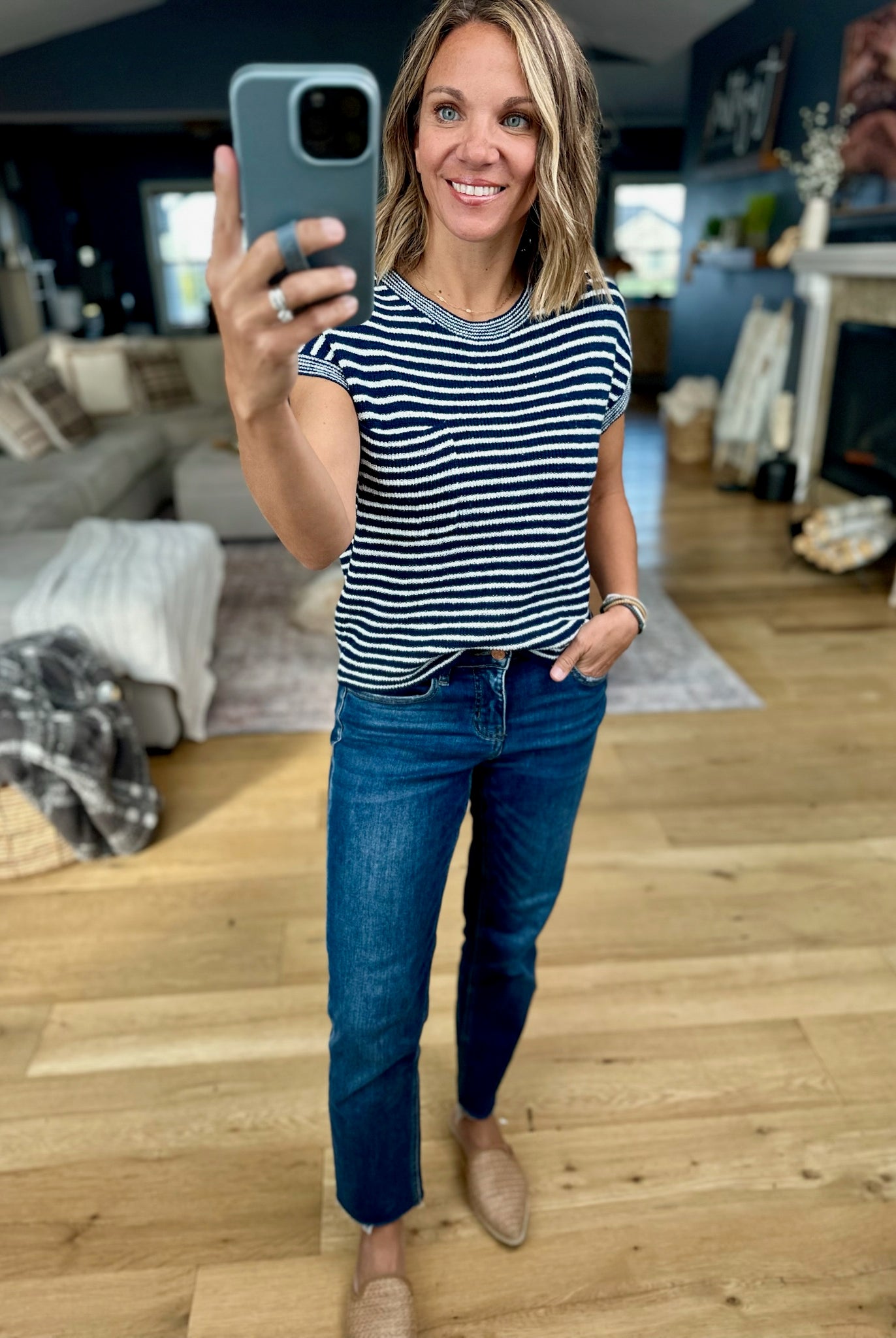 Almost Famous Striped Top-Blu Pepper-Anna Kaytes Boutique, Women's Fashion Boutique in Grinnell, Iowa