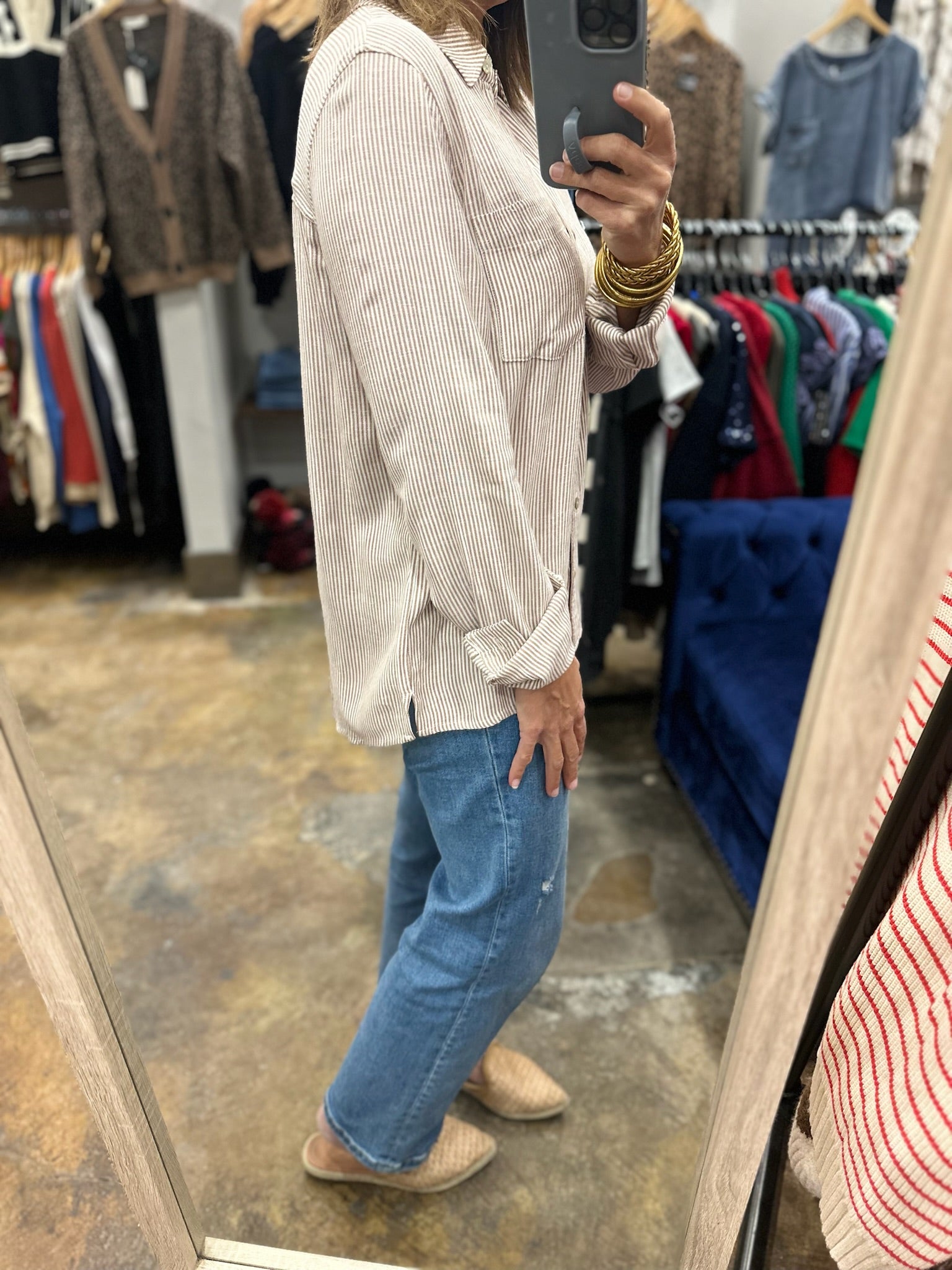 Spring Ahead Button-Down Top-Long Sleeves-be cool-Anna Kaytes Boutique, Women's Fashion Boutique in Grinnell, Iowa