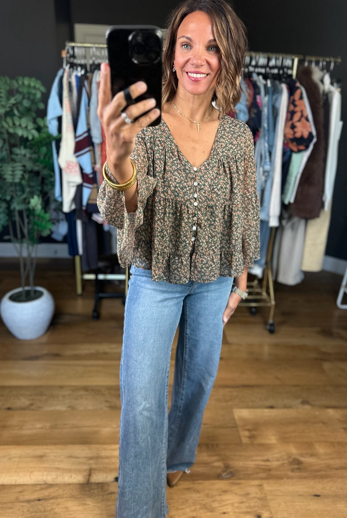 To Be Loved Tiered Floral Top-Long Sleeves-Wishlist-Anna Kaytes Boutique, Women's Fashion Boutique in Grinnell, Iowa