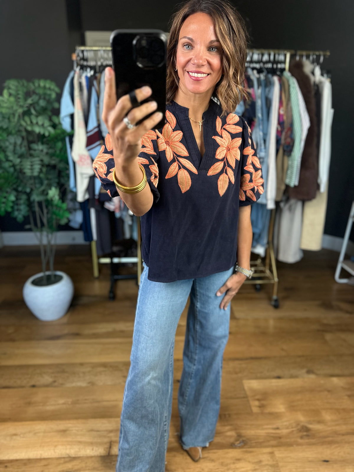 Follow You There Embroidery-Detail Top-Short Sleeves-THML-Anna Kaytes Boutique, Women's Fashion Boutique in Grinnell, Iowa