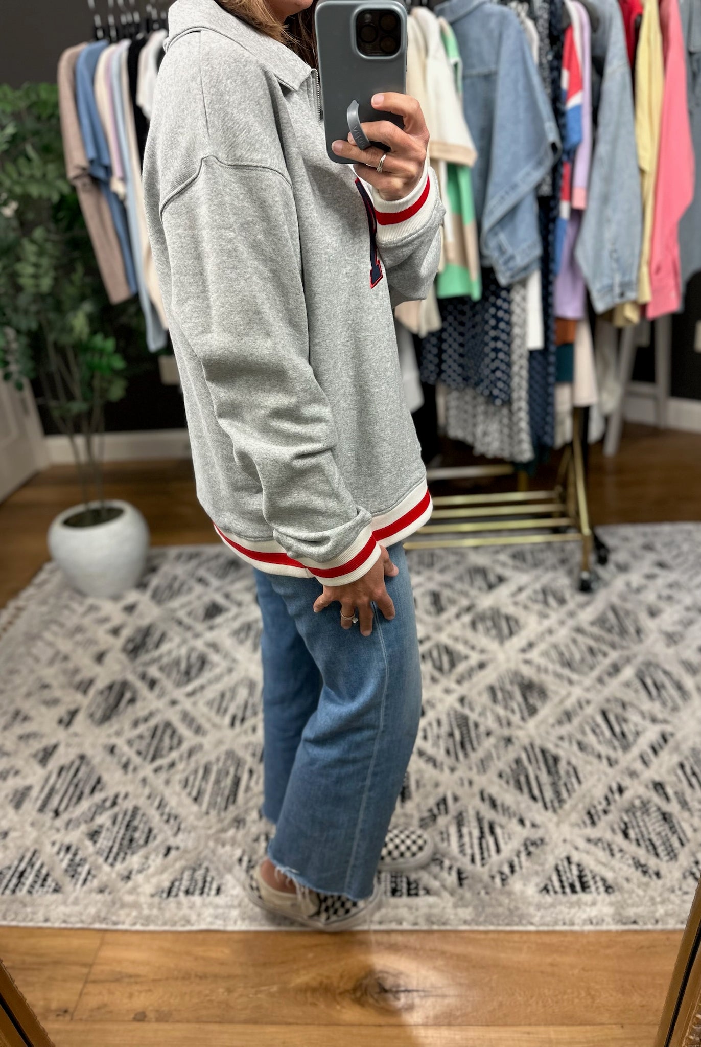 USA Vintage Quarter Zip-Sweaters-Wishlist-Anna Kaytes Boutique, Women's Fashion Boutique in Grinnell, Iowa