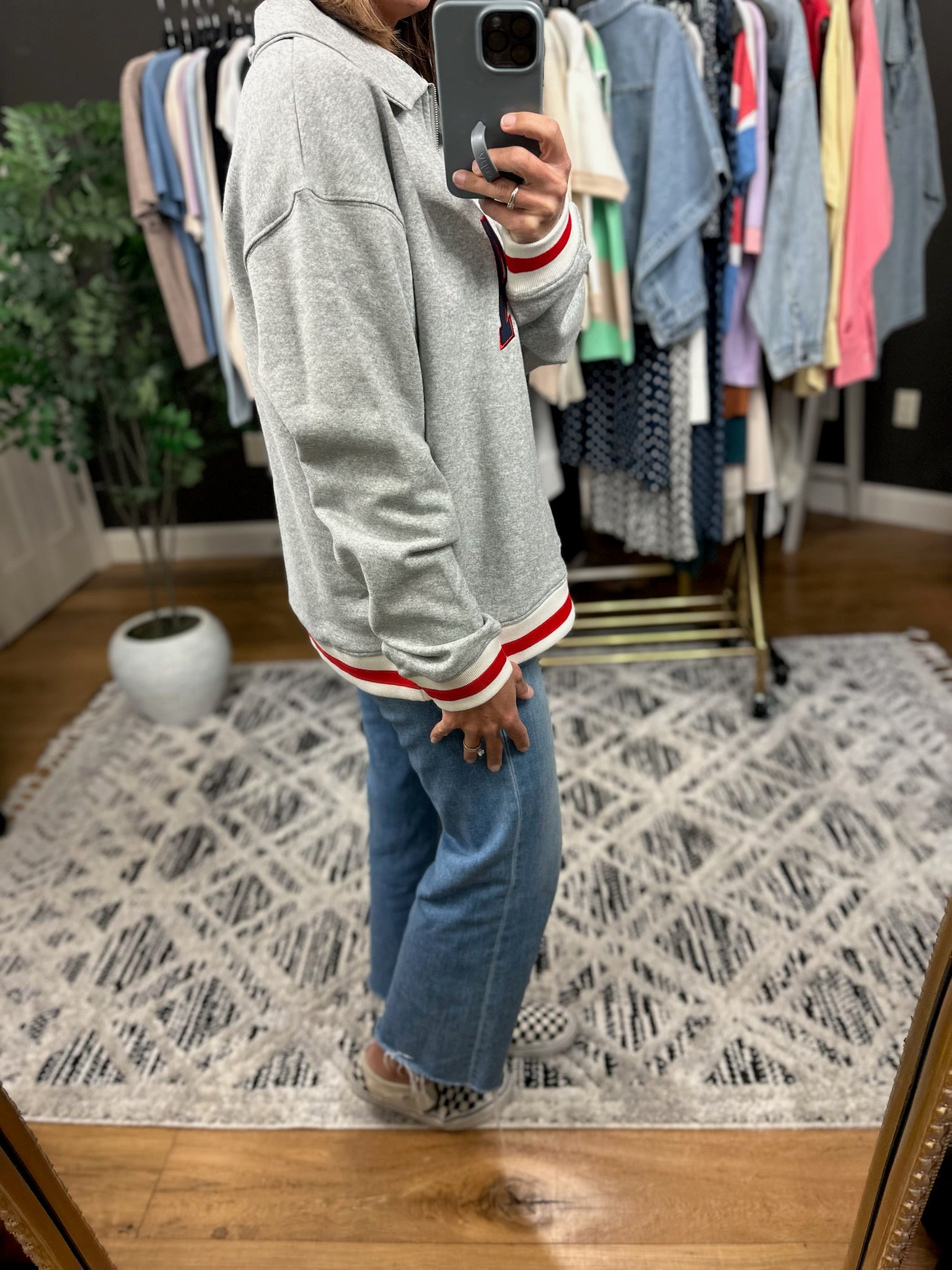 USA Vintage Quarter Zip-Sweaters-Wishlist-Anna Kaytes Boutique, Women's Fashion Boutique in Grinnell, Iowa