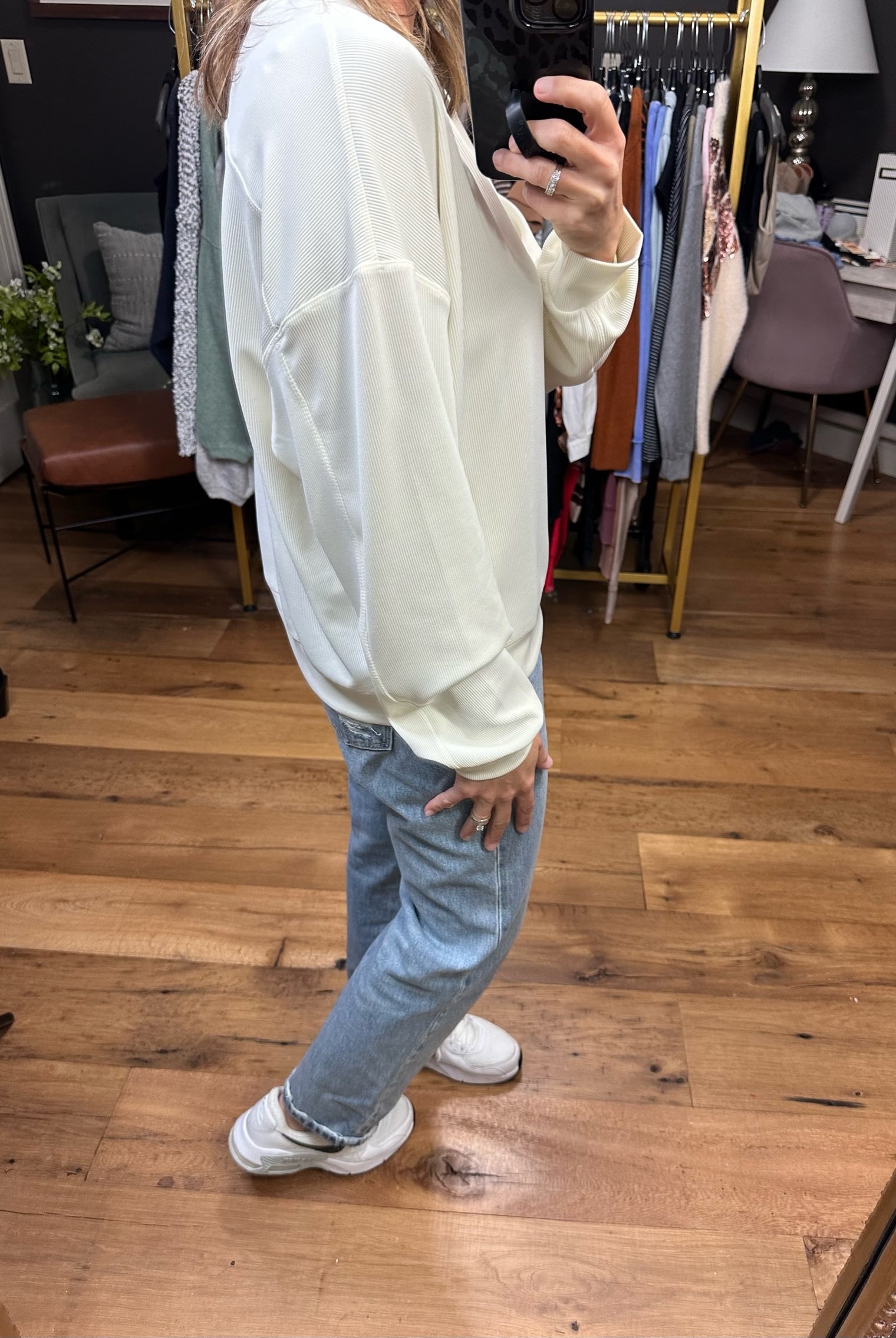 Only The Best Cropped Ribbed Crew Sweatshirt - Bone-Sweaters-Wishlist-Anna Kaytes Boutique, Women's Fashion Boutique in Grinnell, Iowa