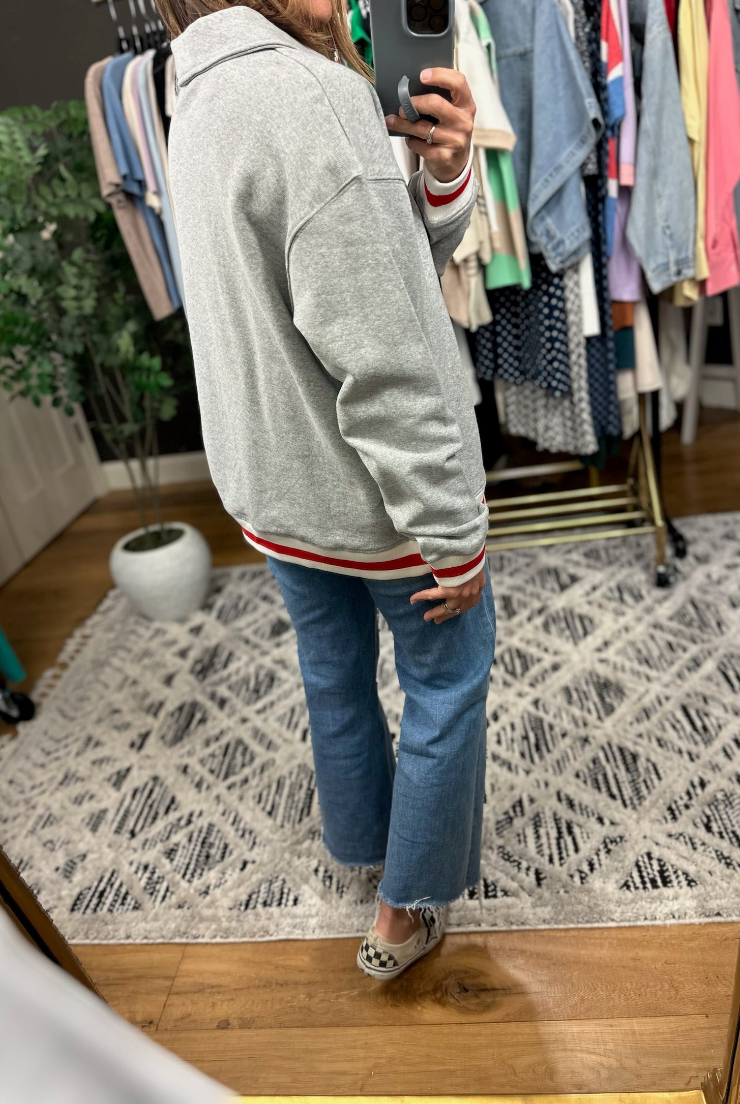 USA Vintage Quarter Zip-Sweaters-Wishlist-Anna Kaytes Boutique, Women's Fashion Boutique in Grinnell, Iowa