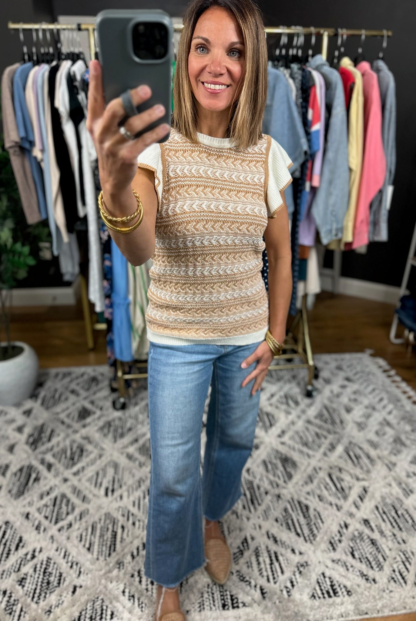 Greatest Moments Flutter Sleeve Knit Top-Short Sleeves-Skies Are Blue-Anna Kaytes Boutique, Women's Fashion Boutique in Grinnell, Iowa