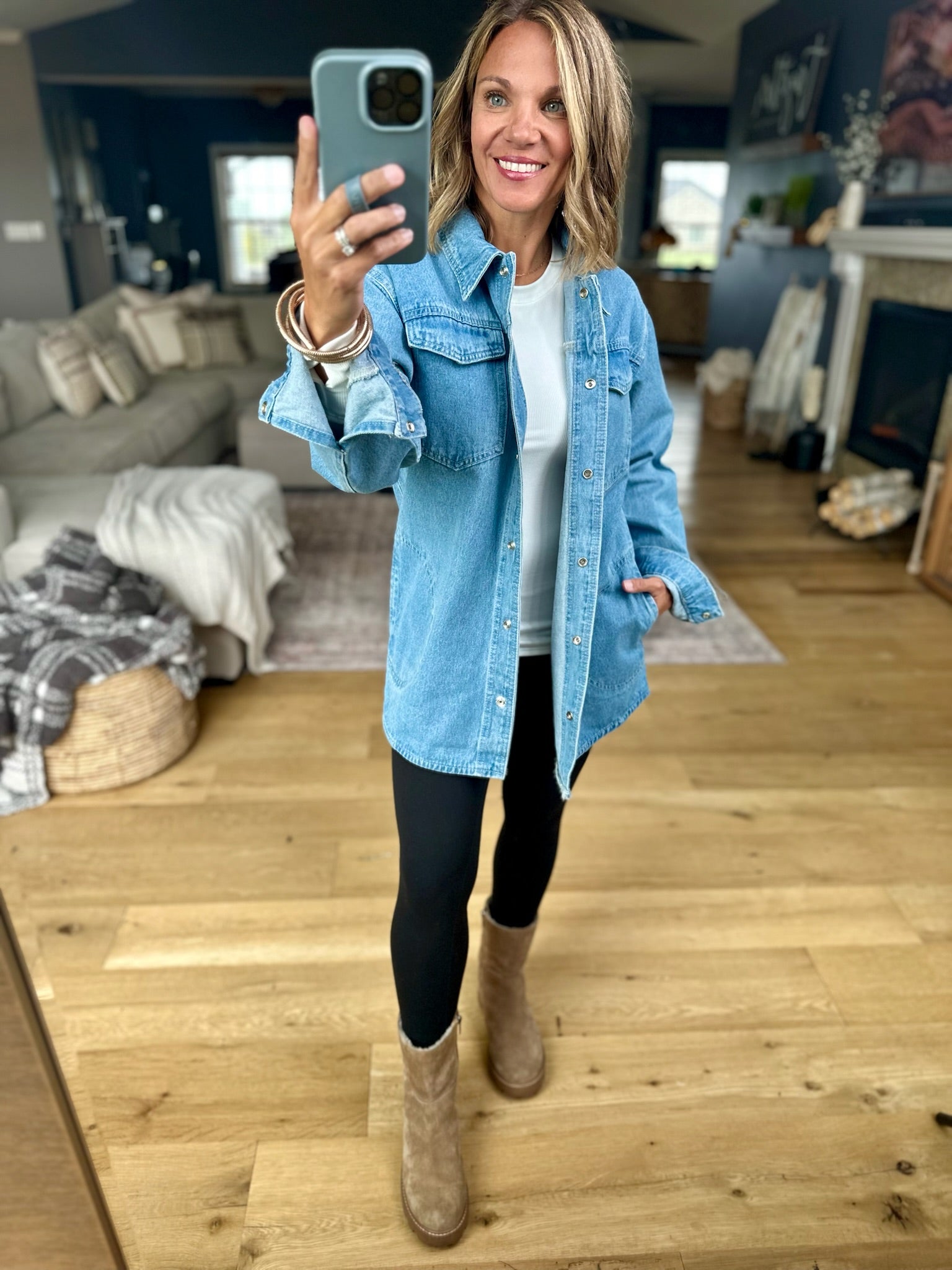 Asking Questions Denim Jacket-Wishlist-Anna Kaytes Boutique, Women's Fashion Boutique in Grinnell, Iowa