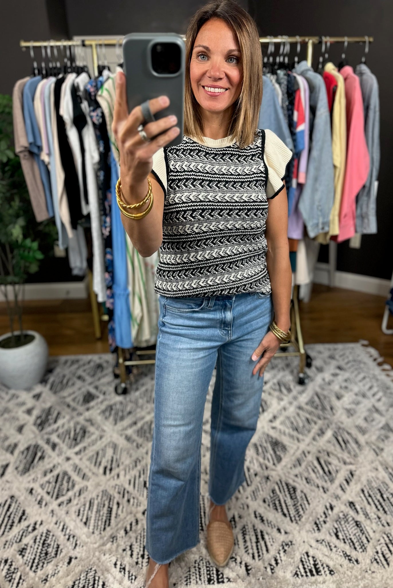 Greatest Moments Flutter Sleeve Knit Top-Short Sleeves-Skies Are Blue-Anna Kaytes Boutique, Women's Fashion Boutique in Grinnell, Iowa