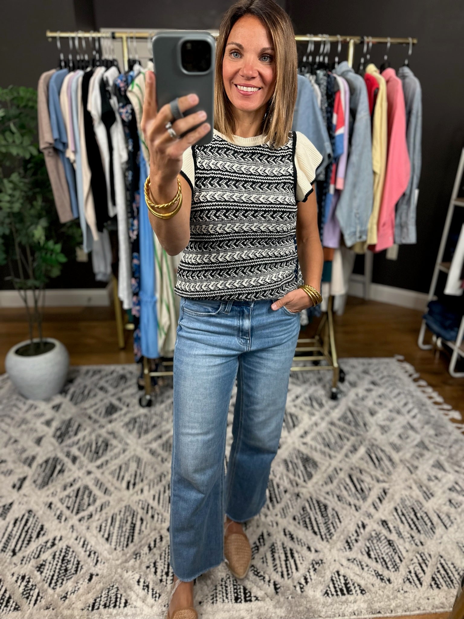 Greatest Moments Flutter Sleeve Knit Top-Short Sleeves-Skies Are Blue-Anna Kaytes Boutique, Women's Fashion Boutique in Grinnell, Iowa