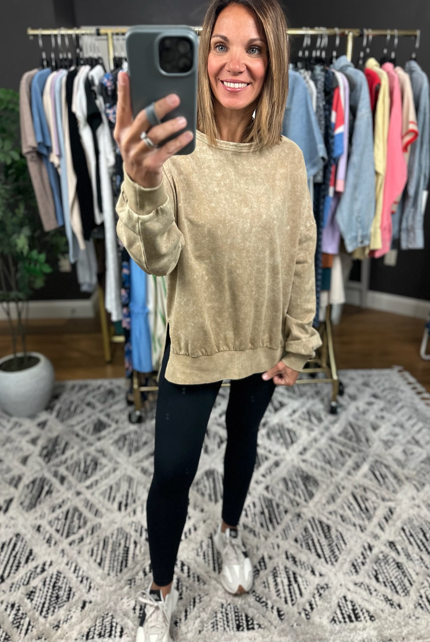 Right Away Washed Crew Sweatshirt-sweaters-Blu Pepper-Anna Kaytes Boutique, Women's Fashion Boutique in Grinnell, Iowa