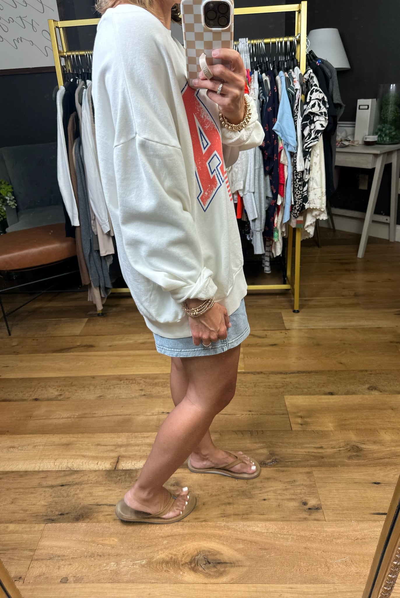 Flag Sunday Sweatshirt - Ivory-Z Supply-Anna Kaytes Boutique, Women's Fashion Boutique in Grinnell, Iowa