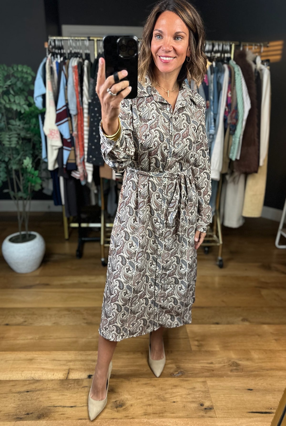 Say The Right Thing Patterned Dress-Dresses-She & Sky-Anna Kaytes Boutique, Women's Fashion Boutique in Grinnell, Iowa