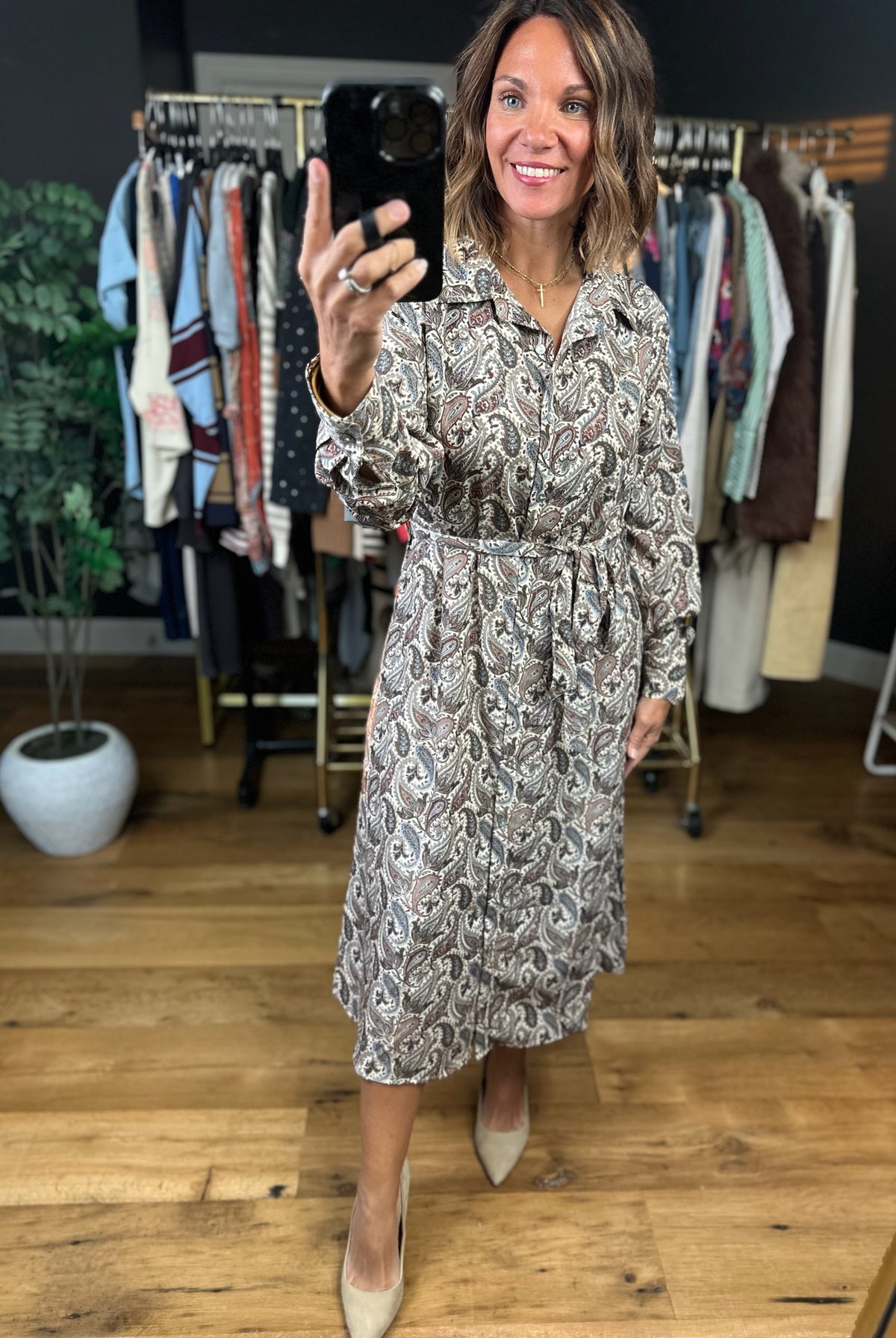 Say The Right Thing Patterned Dress-Dresses-She & Sky-Anna Kaytes Boutique, Women's Fashion Boutique in Grinnell, Iowa