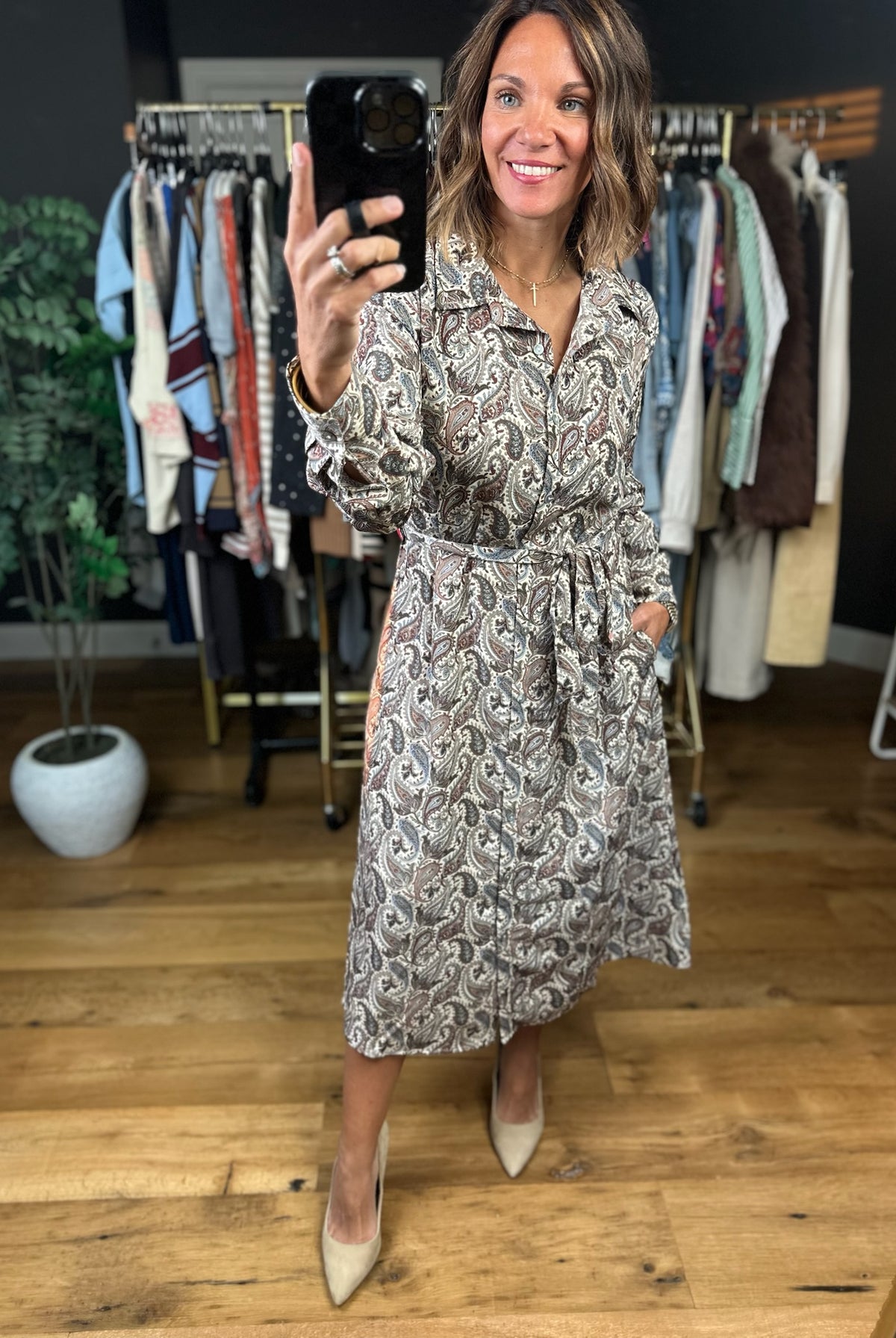 Say The Right Thing Patterned Dress-Dresses-She & Sky-Anna Kaytes Boutique, Women's Fashion Boutique in Grinnell, Iowa