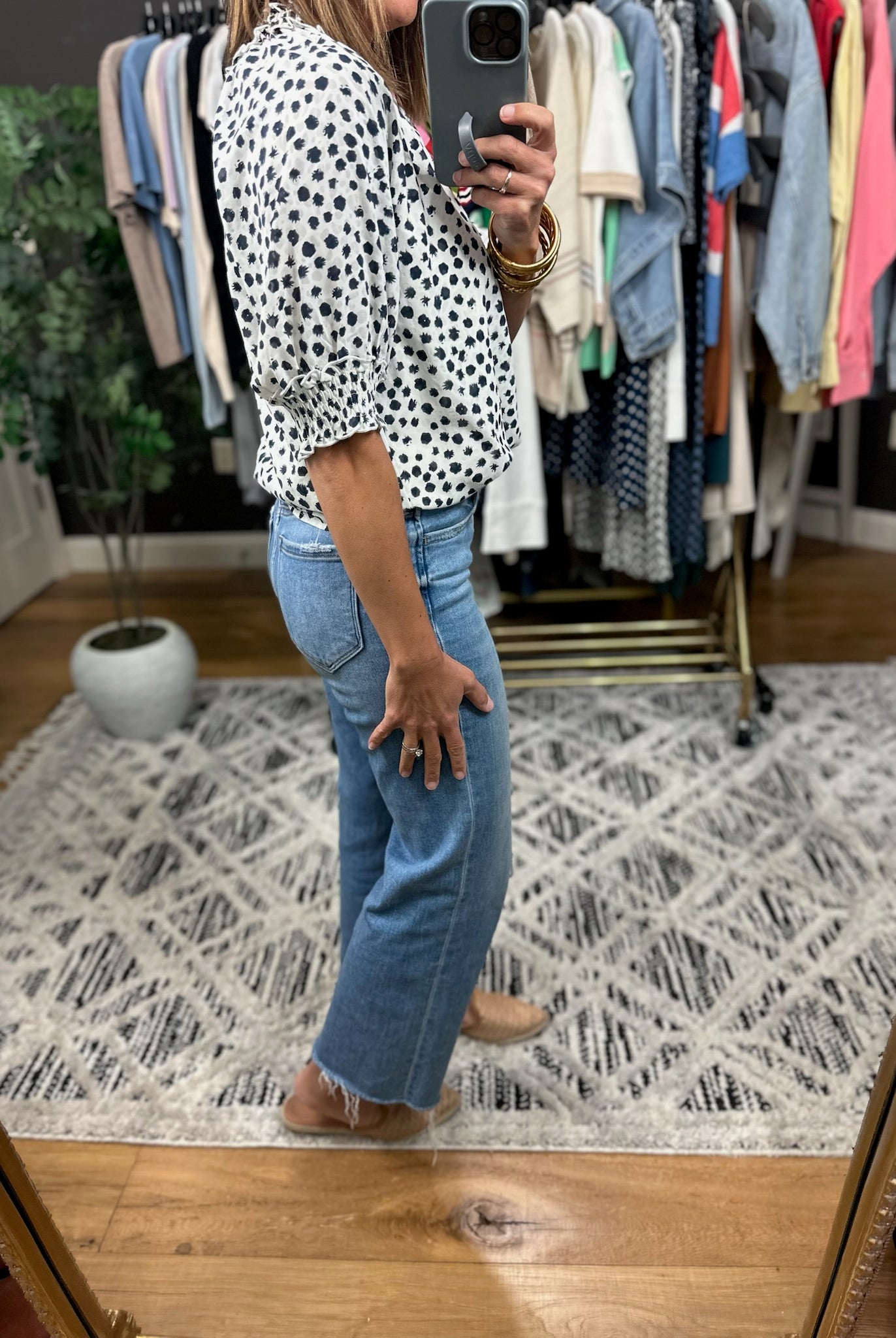 Name Your Price Patterned V-Neck Top-Short Sleeves-Doe & Rae-Anna Kaytes Boutique, Women's Fashion Boutique in Grinnell, Iowa