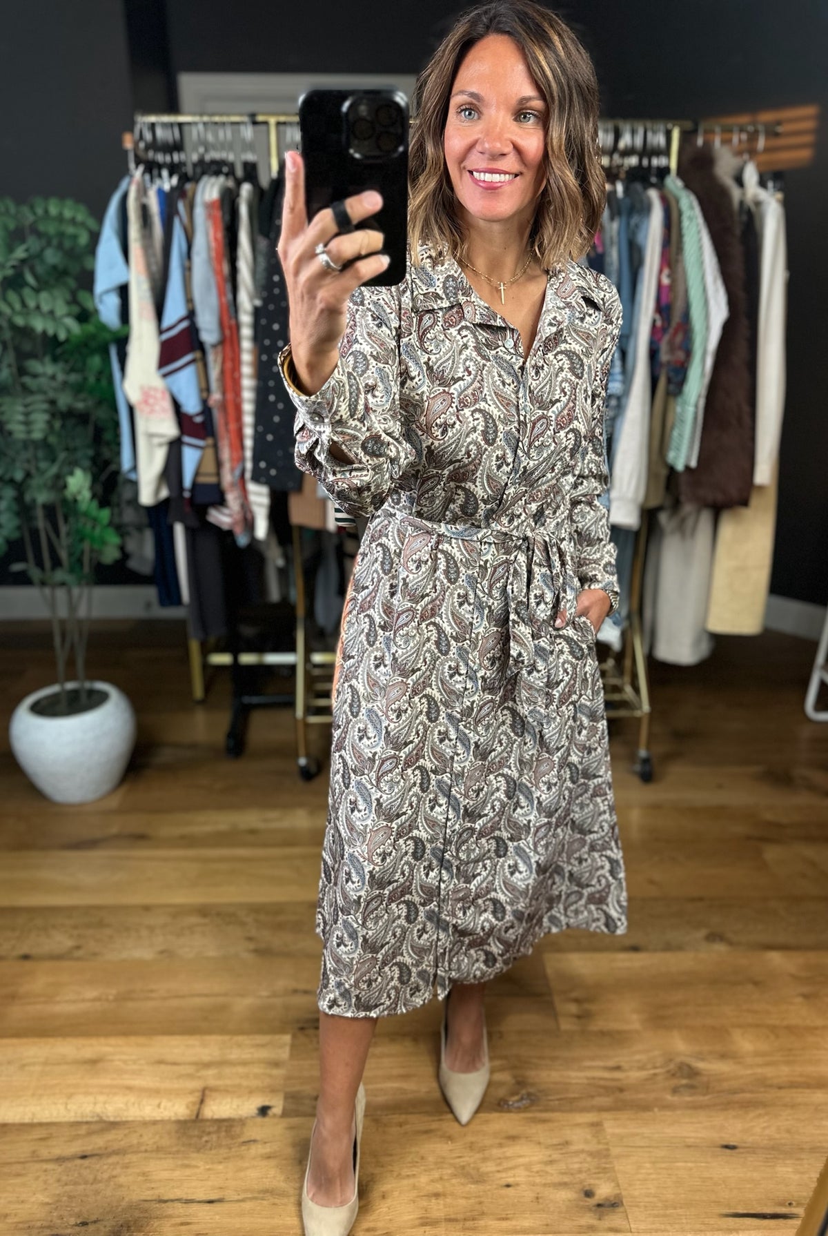 Say The Right Thing Patterned Dress-Dresses-She & Sky-Anna Kaytes Boutique, Women's Fashion Boutique in Grinnell, Iowa
