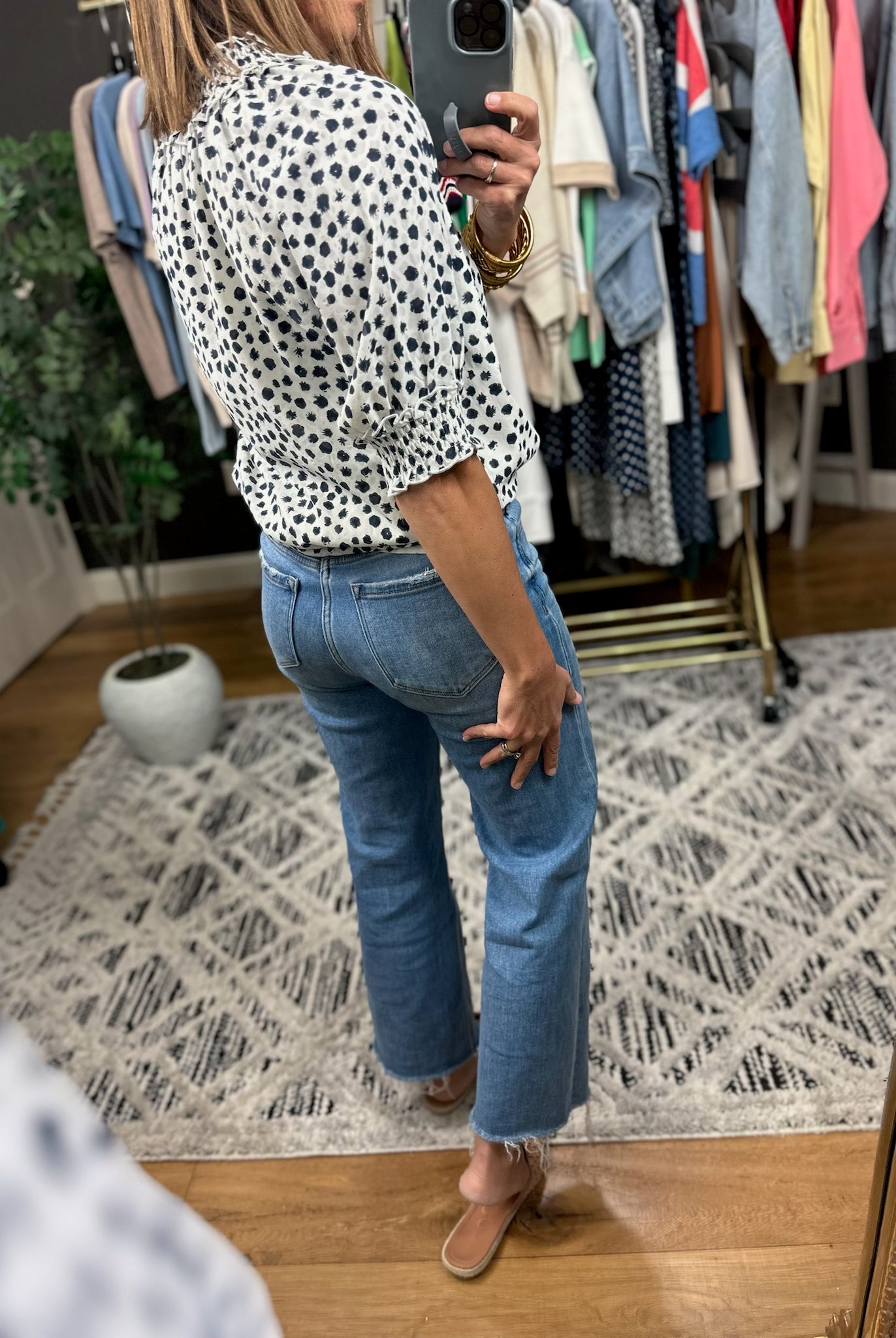 Name Your Price Patterned V-Neck Top-Short Sleeves-Doe & Rae-Anna Kaytes Boutique, Women's Fashion Boutique in Grinnell, Iowa