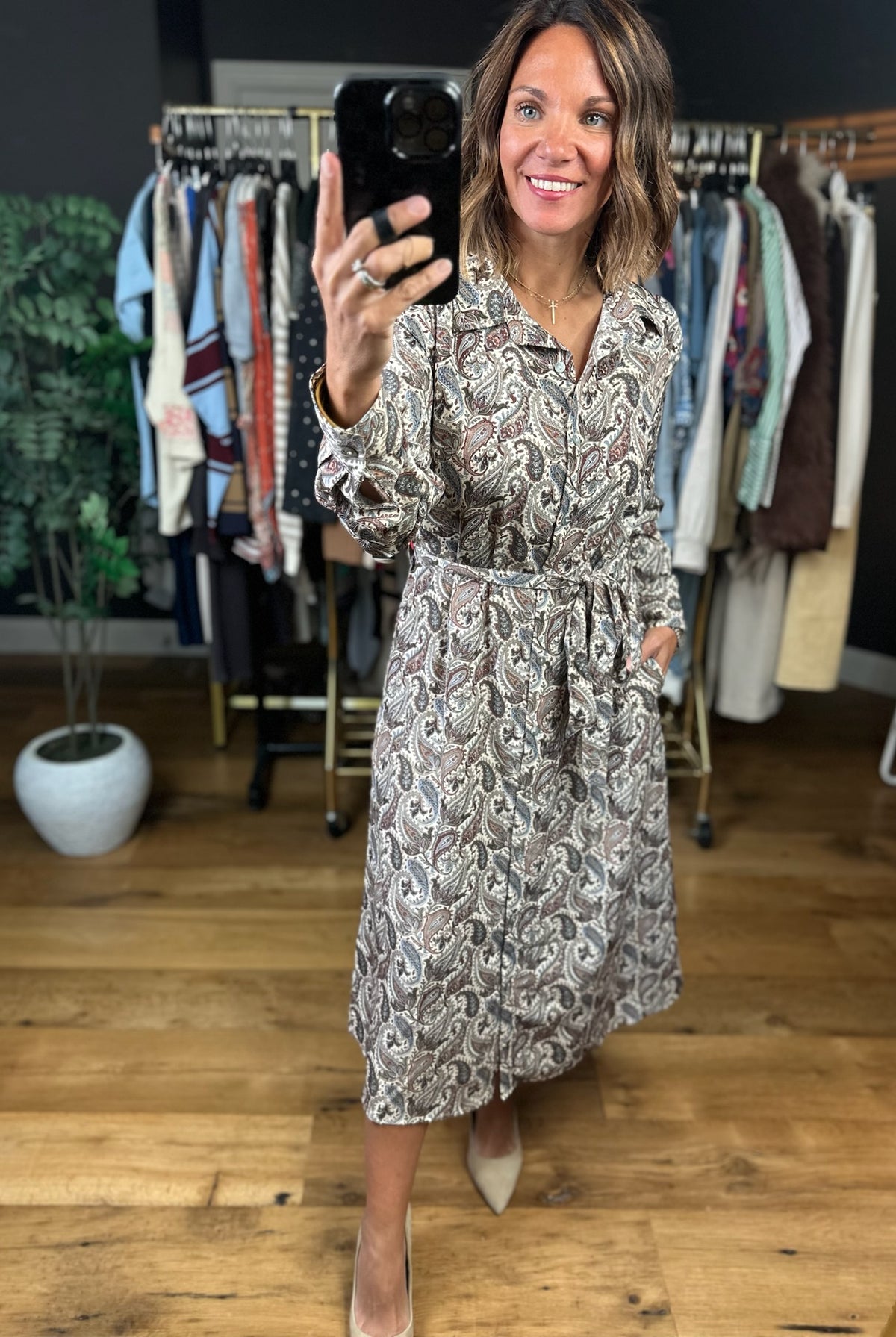 Say The Right Thing Patterned Dress-Dresses-She & Sky-Anna Kaytes Boutique, Women's Fashion Boutique in Grinnell, Iowa