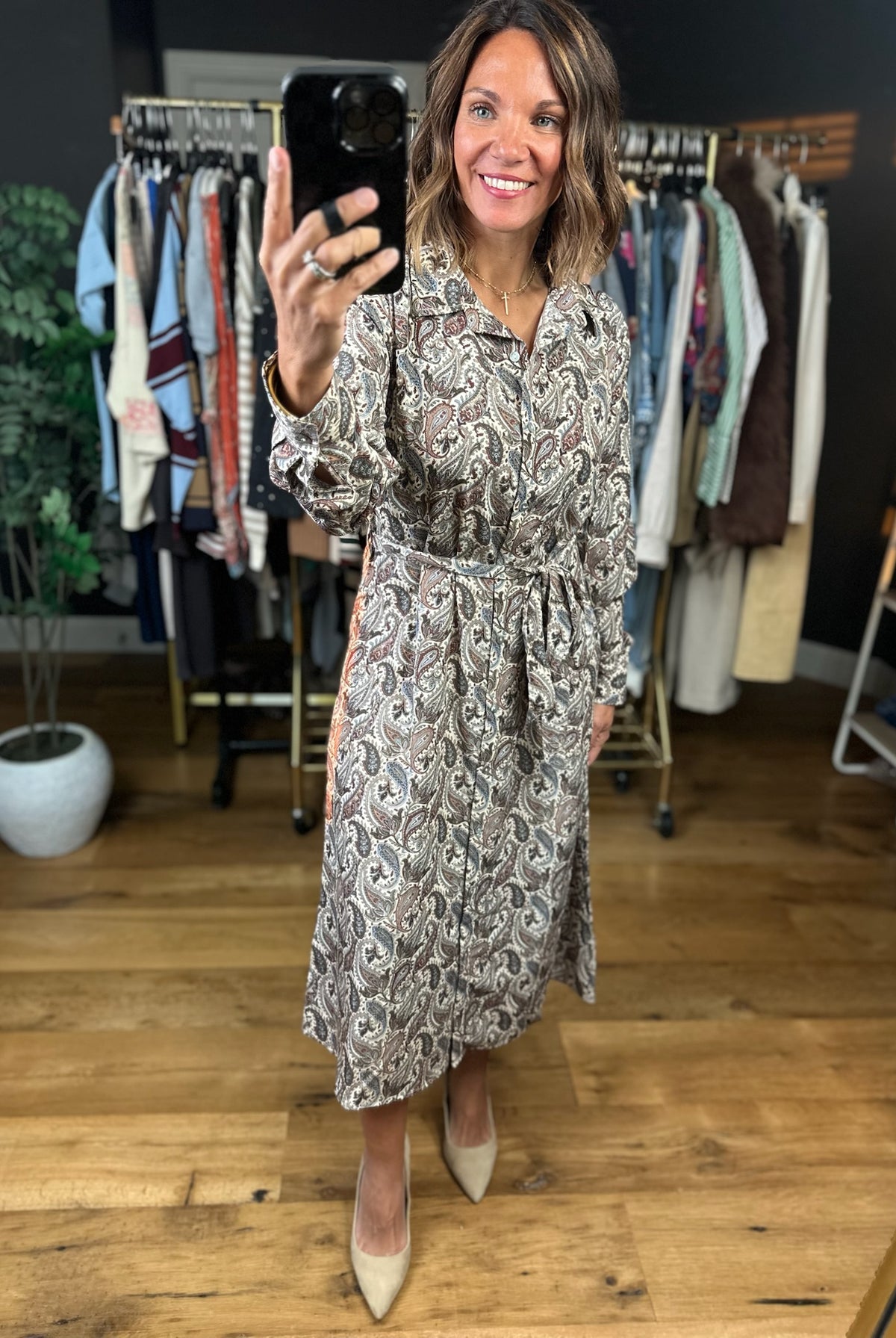 Say The Right Thing Patterned Dress-Dresses-She & Sky-Anna Kaytes Boutique, Women's Fashion Boutique in Grinnell, Iowa