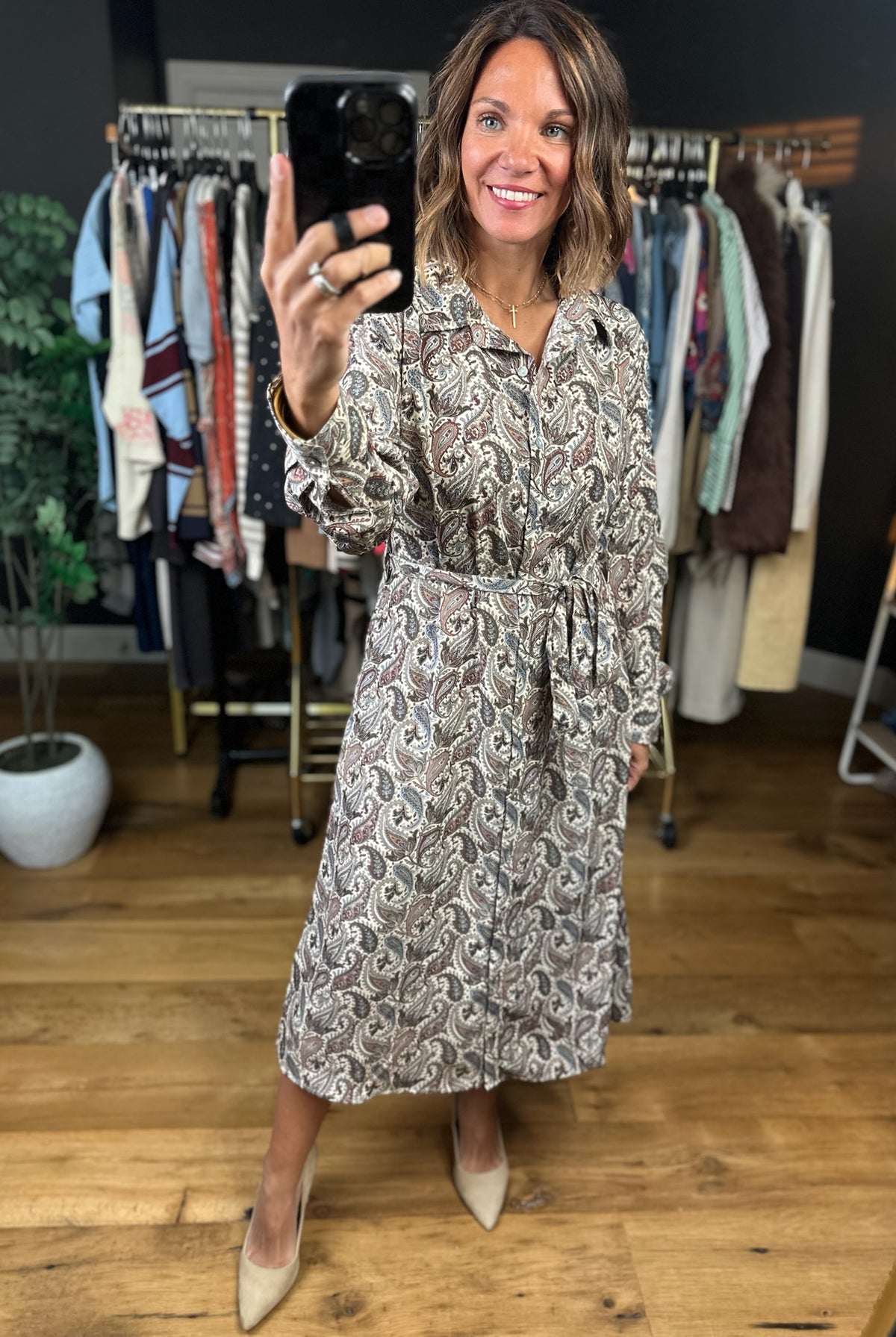 Say The Right Thing Patterned Dress-Dresses-She & Sky-Anna Kaytes Boutique, Women's Fashion Boutique in Grinnell, Iowa