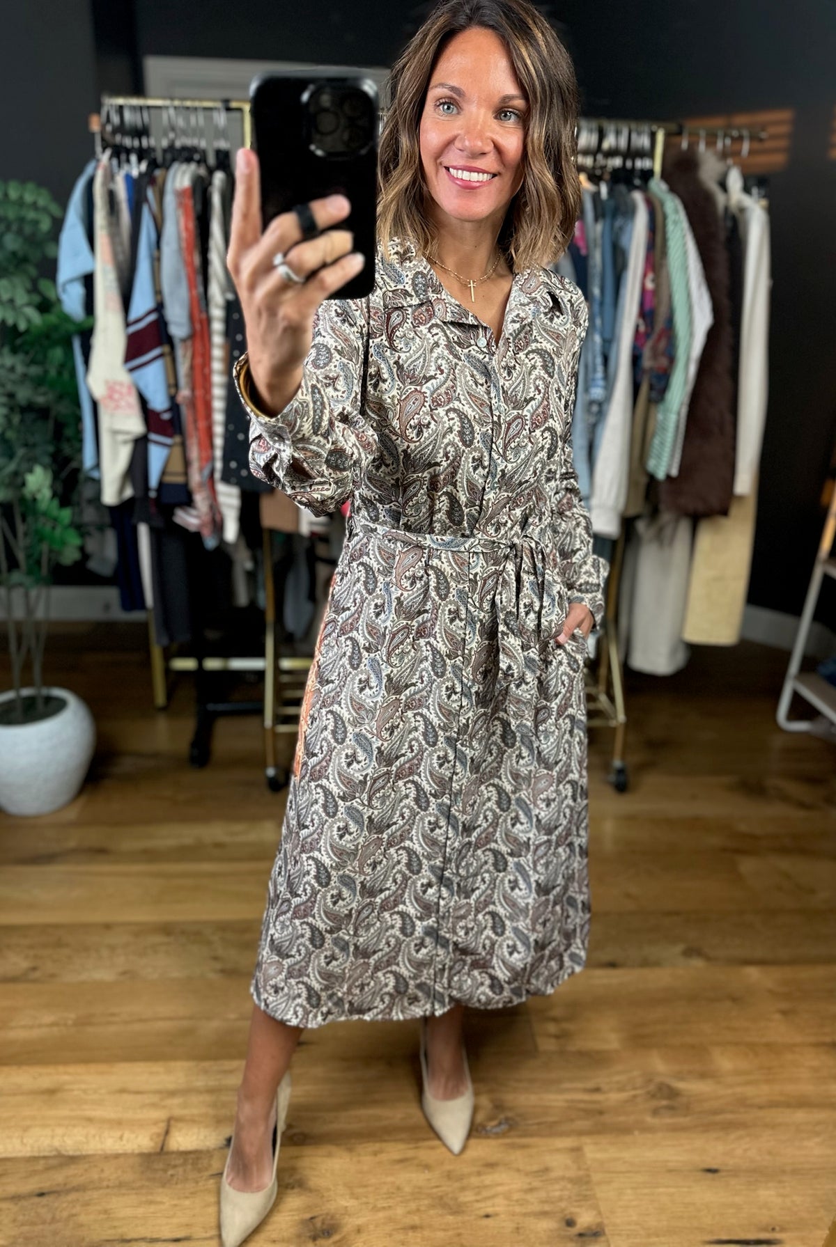 Say The Right Thing Patterned Dress-Dresses-She & Sky-Anna Kaytes Boutique, Women's Fashion Boutique in Grinnell, Iowa