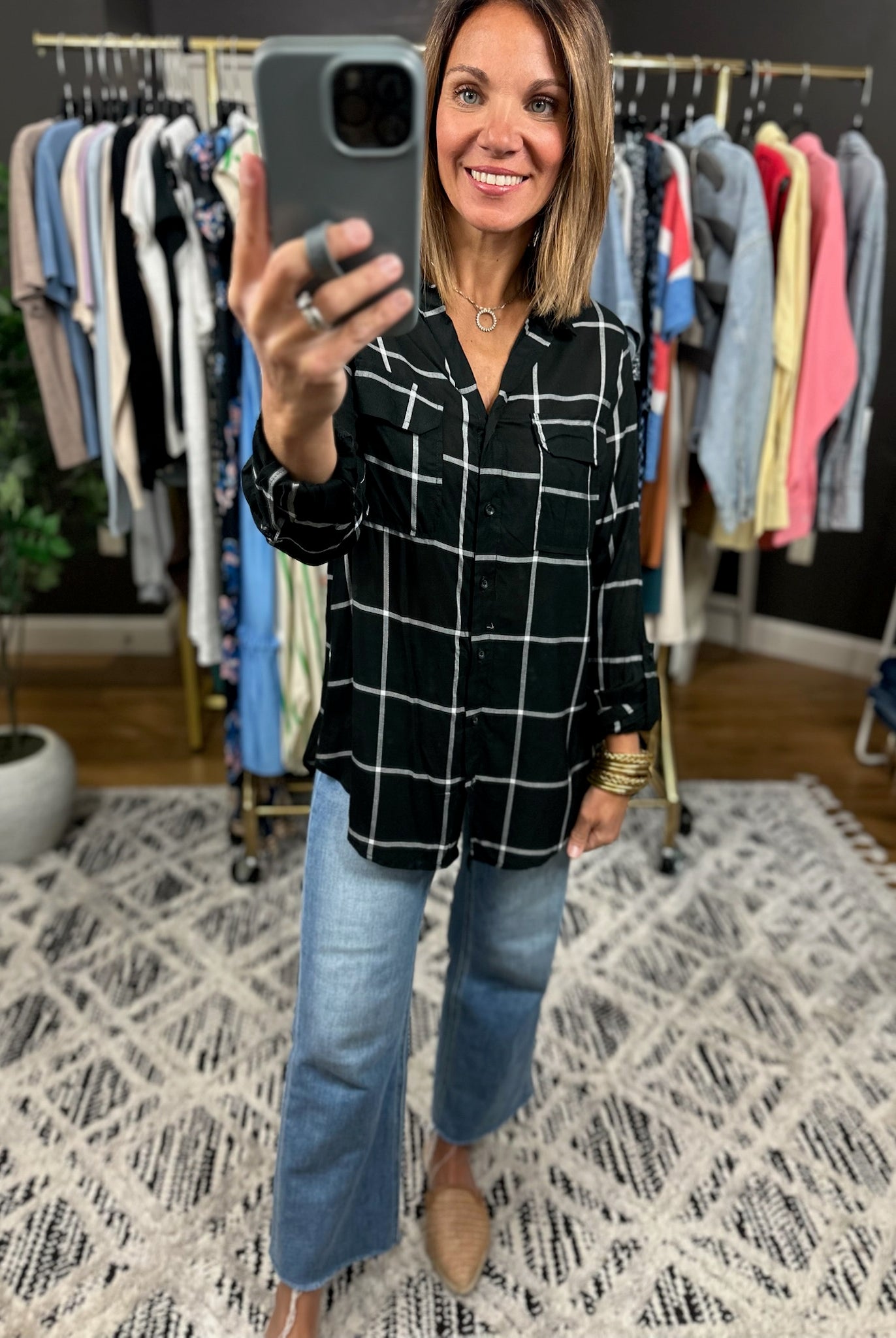 Make It Known Plaid Button-Down Top-Long Sleeves-The Workshop-Anna Kaytes Boutique, Women's Fashion Boutique in Grinnell, Iowa