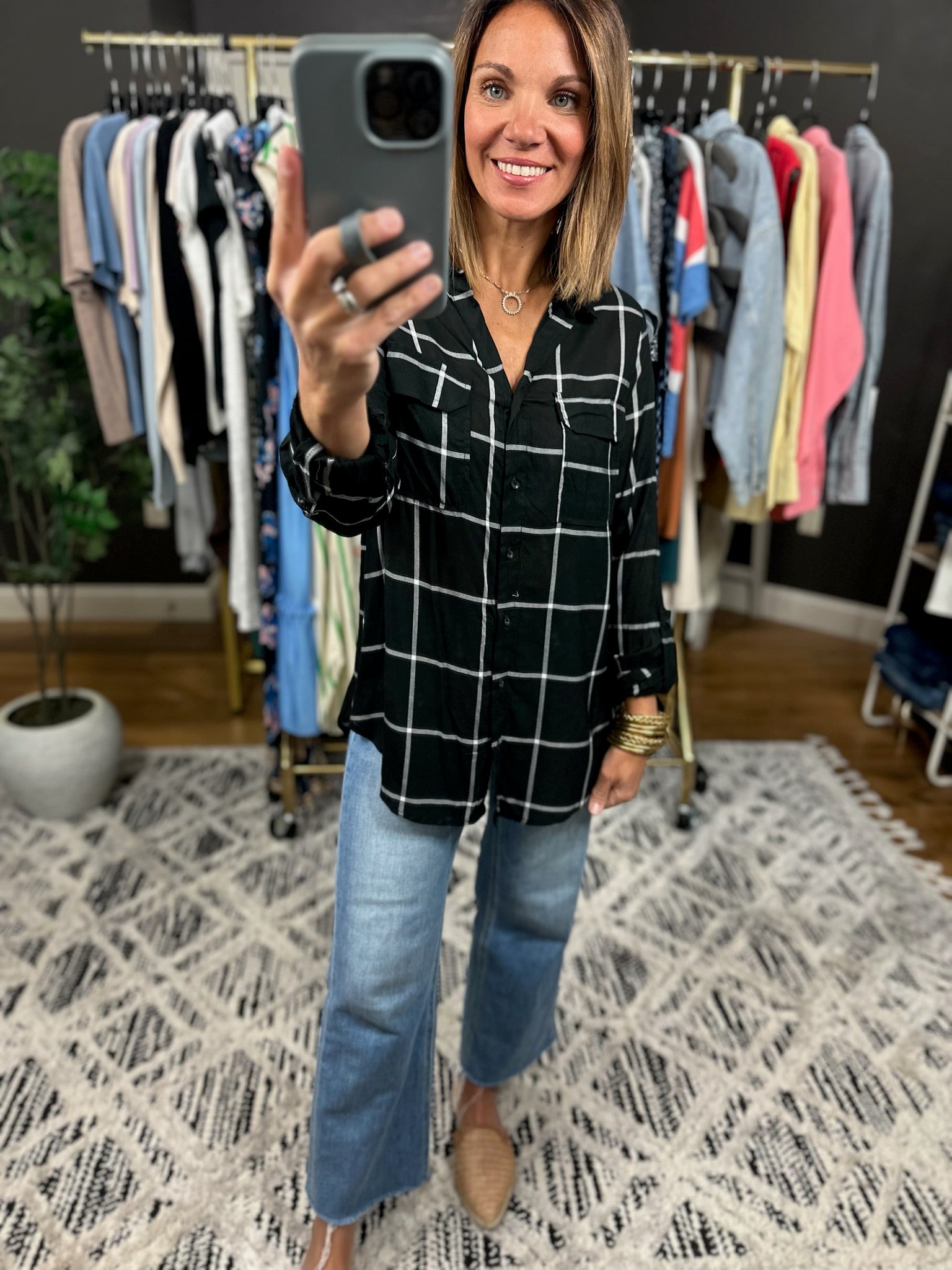 Make It Known Plaid Button-Down Top-Long Sleeves-The Workshop-Anna Kaytes Boutique, Women's Fashion Boutique in Grinnell, Iowa